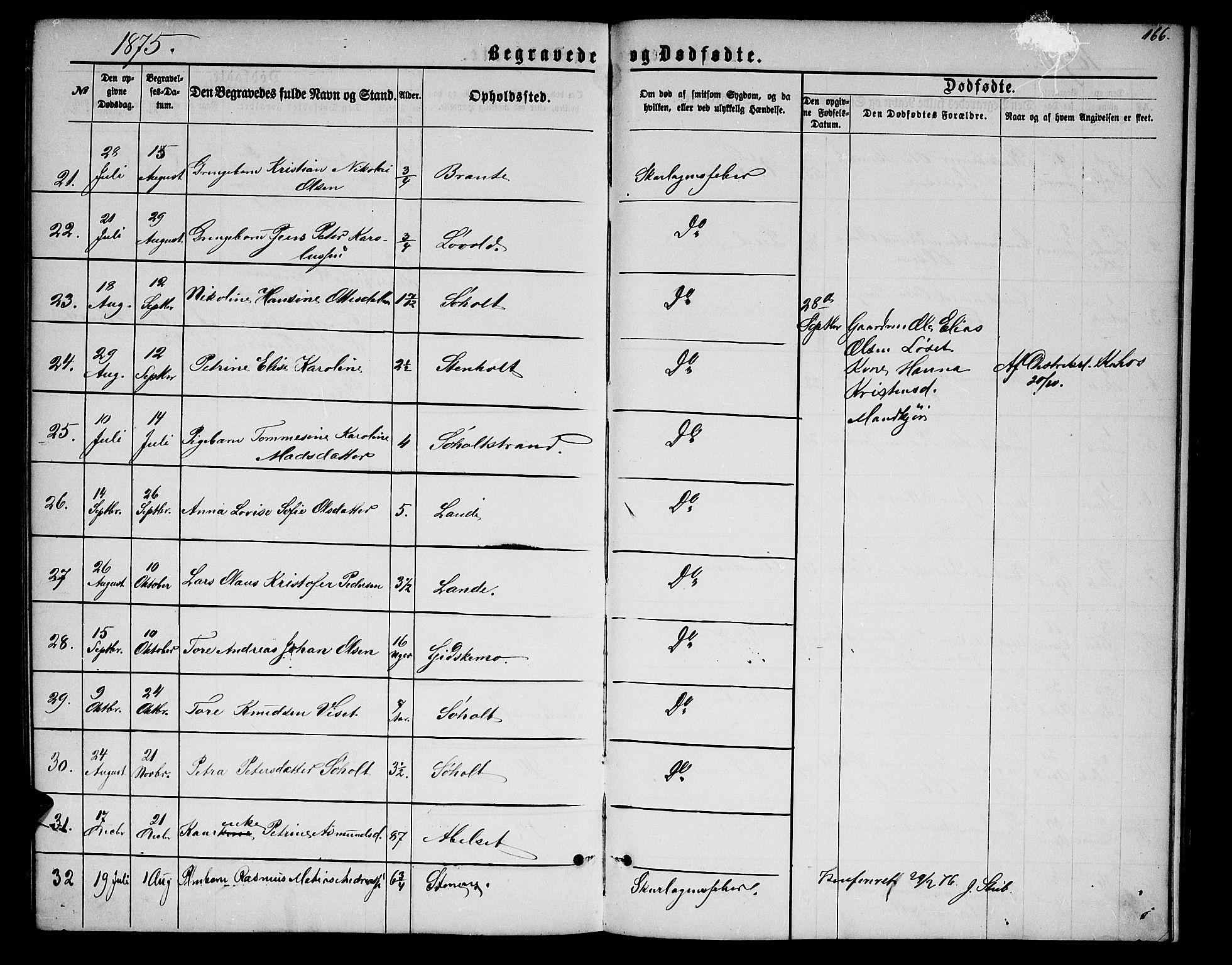 Ministerialprotokoller, klokkerbøker og fødselsregistre - Møre og Romsdal, AV/SAT-A-1454/522/L0325: Parish register (copy) no. 522C04, 1872-1877, p. 166