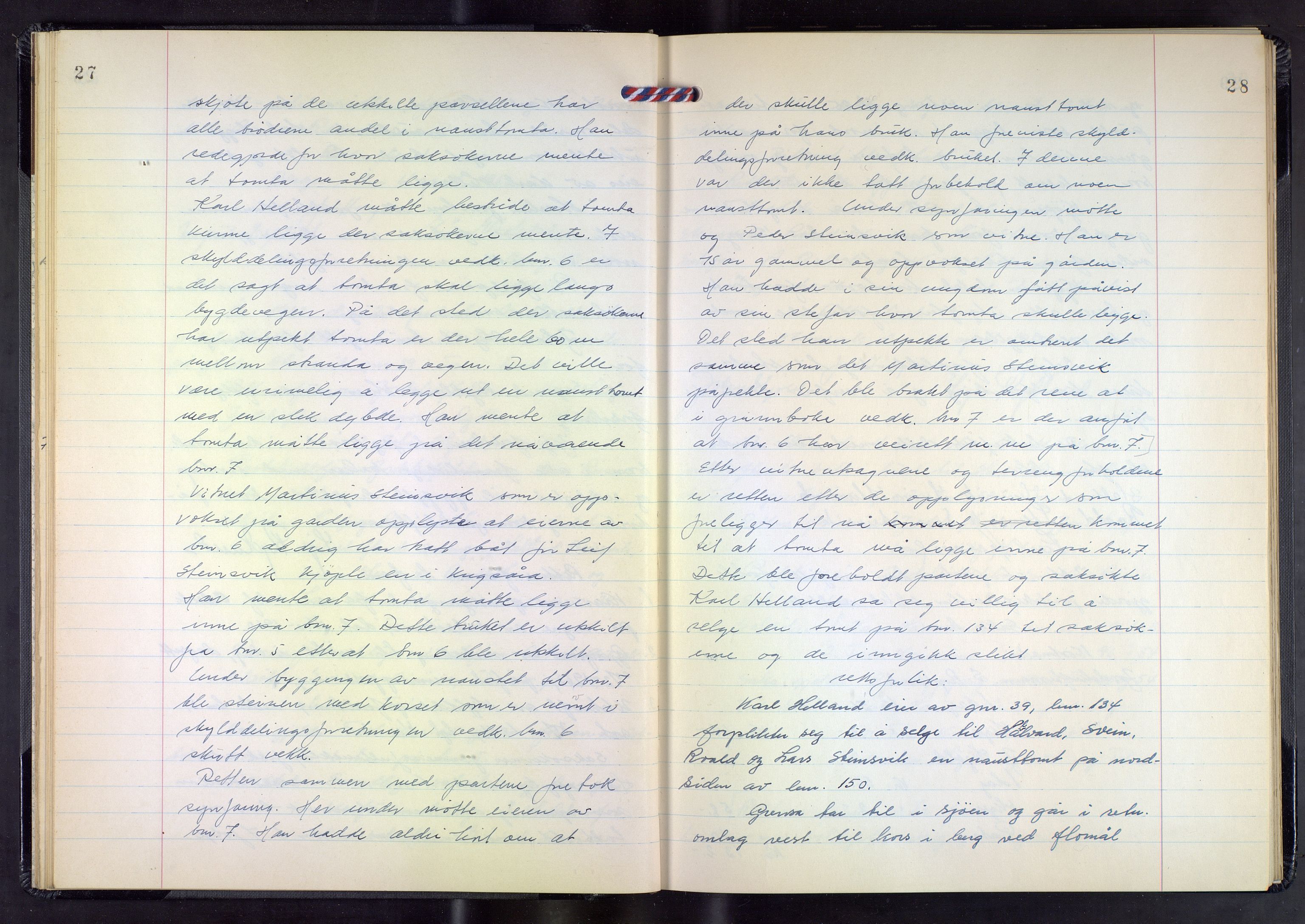 Hordaland jordskiftedøme - III Midhordland jordskiftedistrikt, AV/SAB-A-7001/A/Aa/L0034: Forhandlingsprotokoll, 1961-1967, p. 27-28