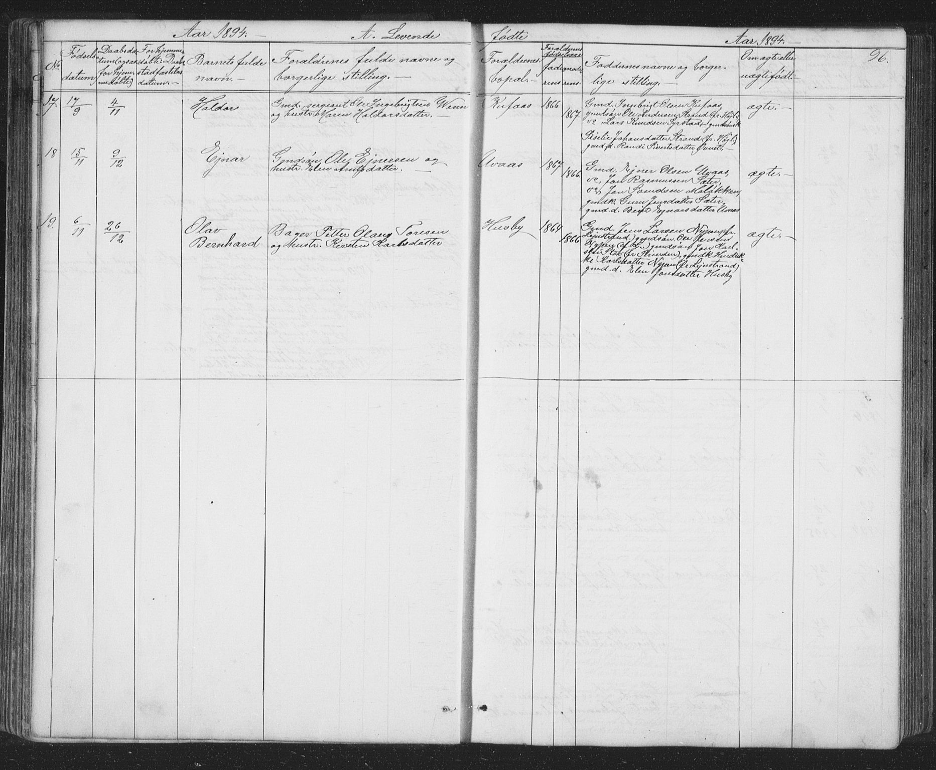 Ministerialprotokoller, klokkerbøker og fødselsregistre - Sør-Trøndelag, AV/SAT-A-1456/667/L0798: Parish register (copy) no. 667C03, 1867-1929, p. 96