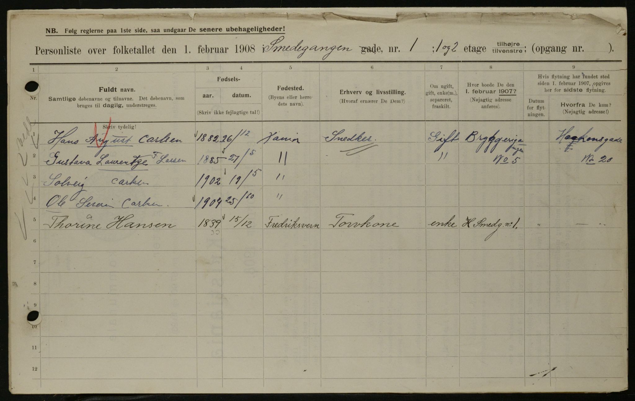 OBA, Municipal Census 1908 for Kristiania, 1908, p. 87423