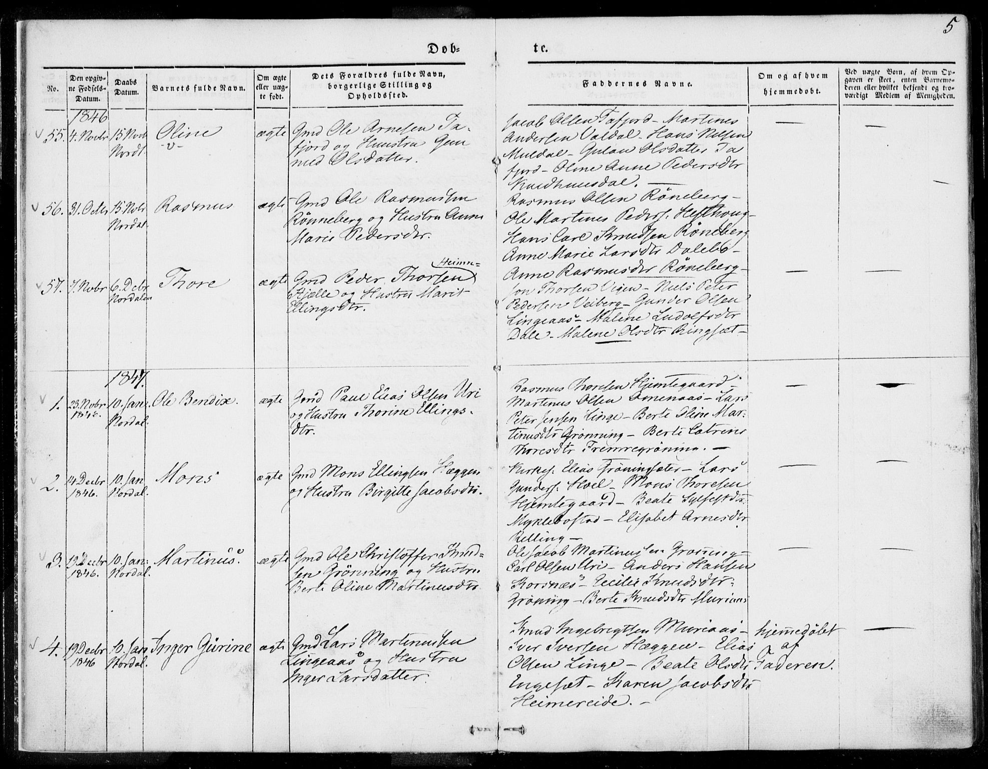 Ministerialprotokoller, klokkerbøker og fødselsregistre - Møre og Romsdal, SAT/A-1454/519/L0249: Parish register (official) no. 519A08, 1846-1868, p. 5