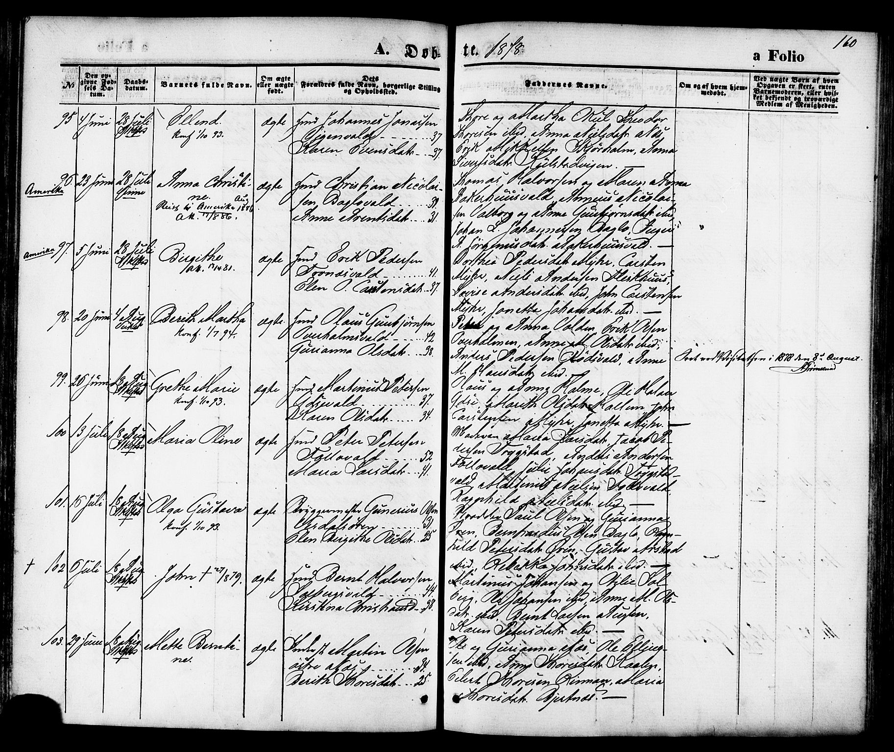 Ministerialprotokoller, klokkerbøker og fødselsregistre - Nord-Trøndelag, AV/SAT-A-1458/723/L0242: Parish register (official) no. 723A11, 1870-1880, p. 160