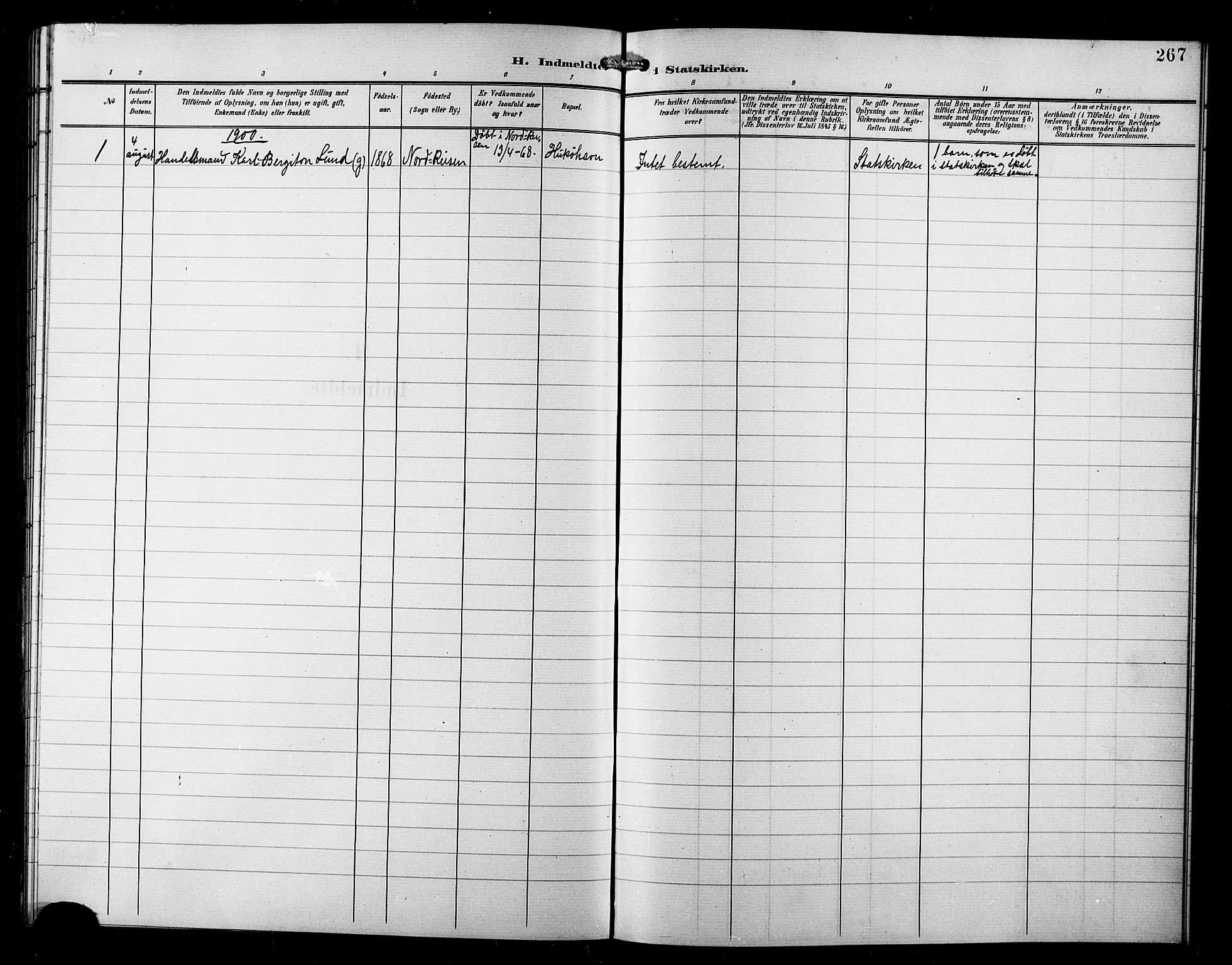 Skjervøy sokneprestkontor, SATØ/S-1300/H/Ha/Hab/L0008klokker: Parish register (copy) no. 8, 1900-1910, p. 267