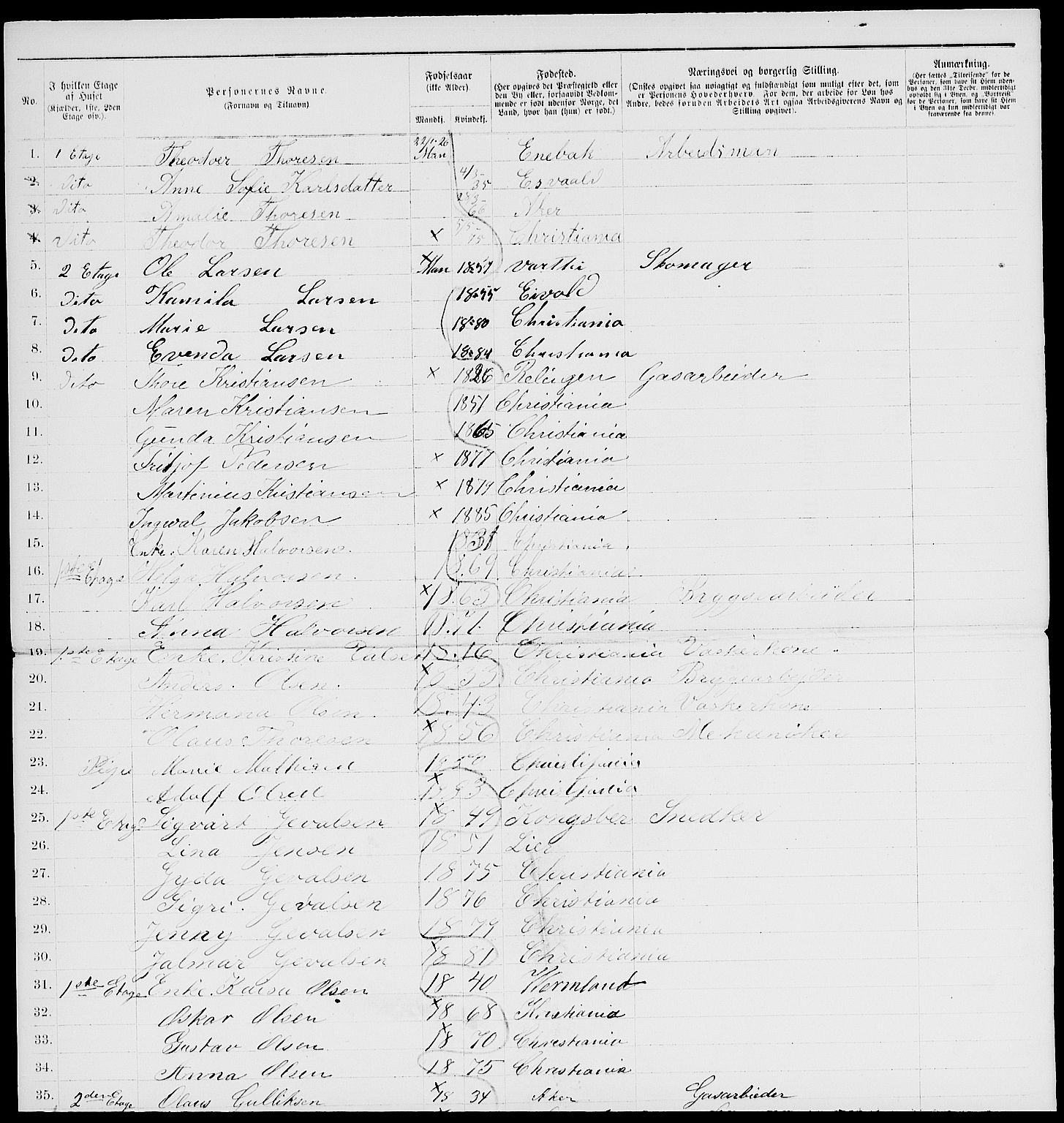 RA, 1885 census for 0301 Kristiania, 1885, p. 7474