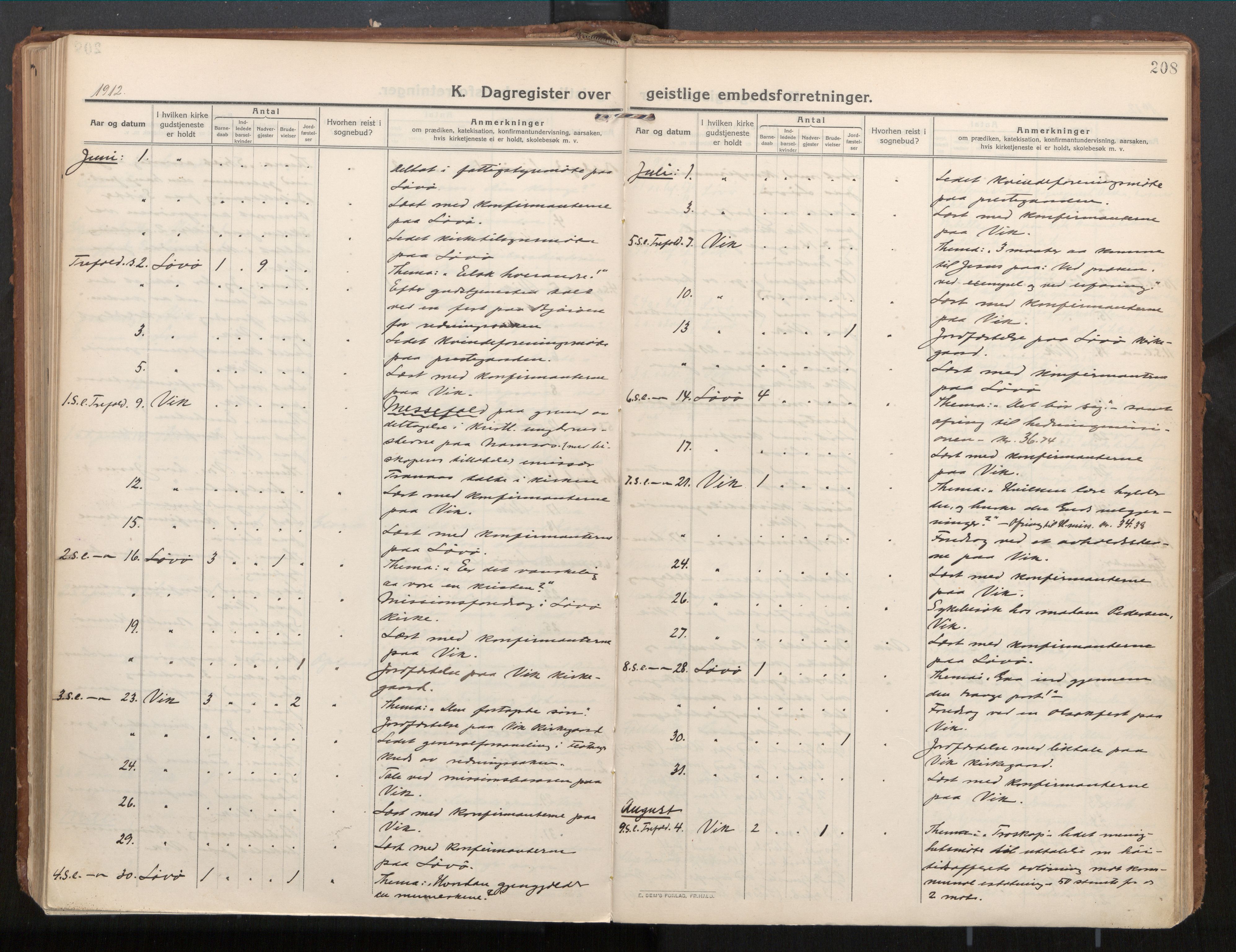 Ministerialprotokoller, klokkerbøker og fødselsregistre - Nord-Trøndelag, AV/SAT-A-1458/771/L0598: Parish register (official) no. 771A05, 1911-1937, p. 208