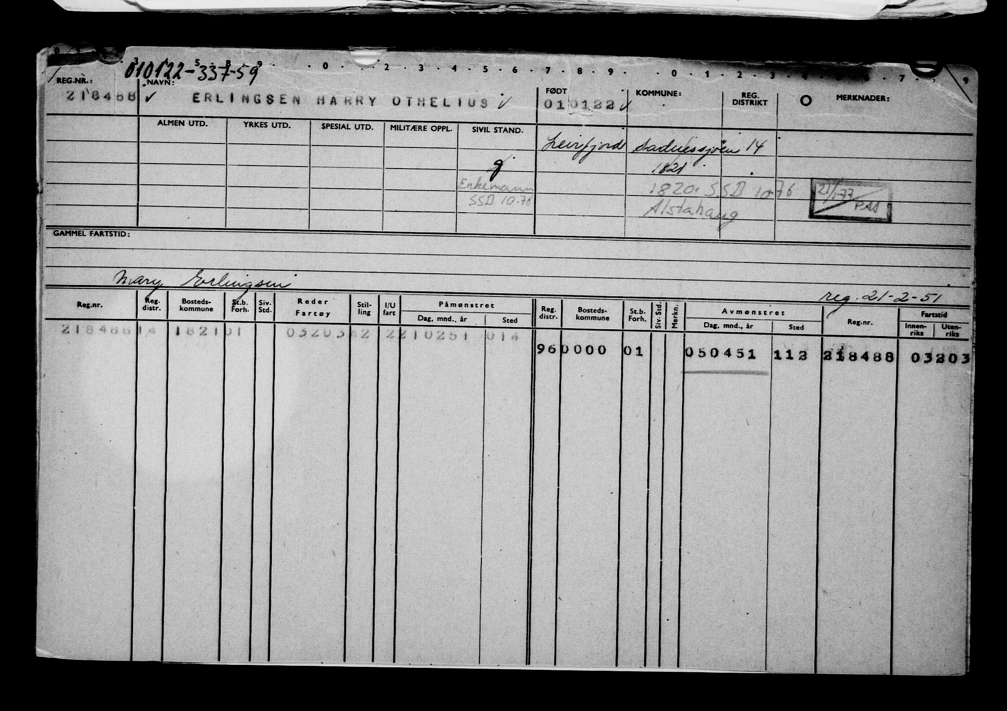 Direktoratet for sjømenn, AV/RA-S-3545/G/Gb/L0201: Hovedkort, 1921-1922, p. 443