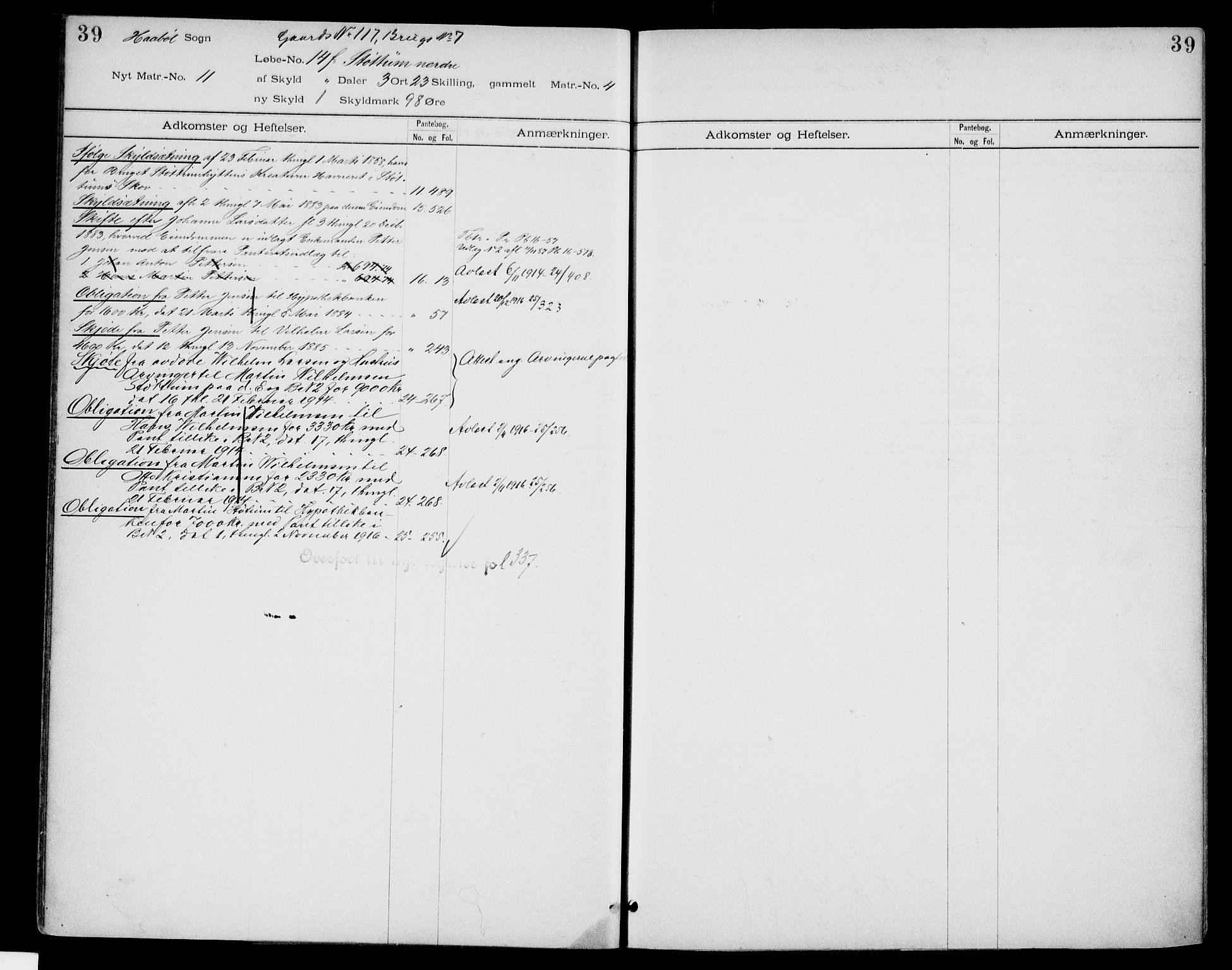 Moss sorenskriveri, SAO/A-10168: Mortgage register no. IV 8a, 1733-1927, p. 39