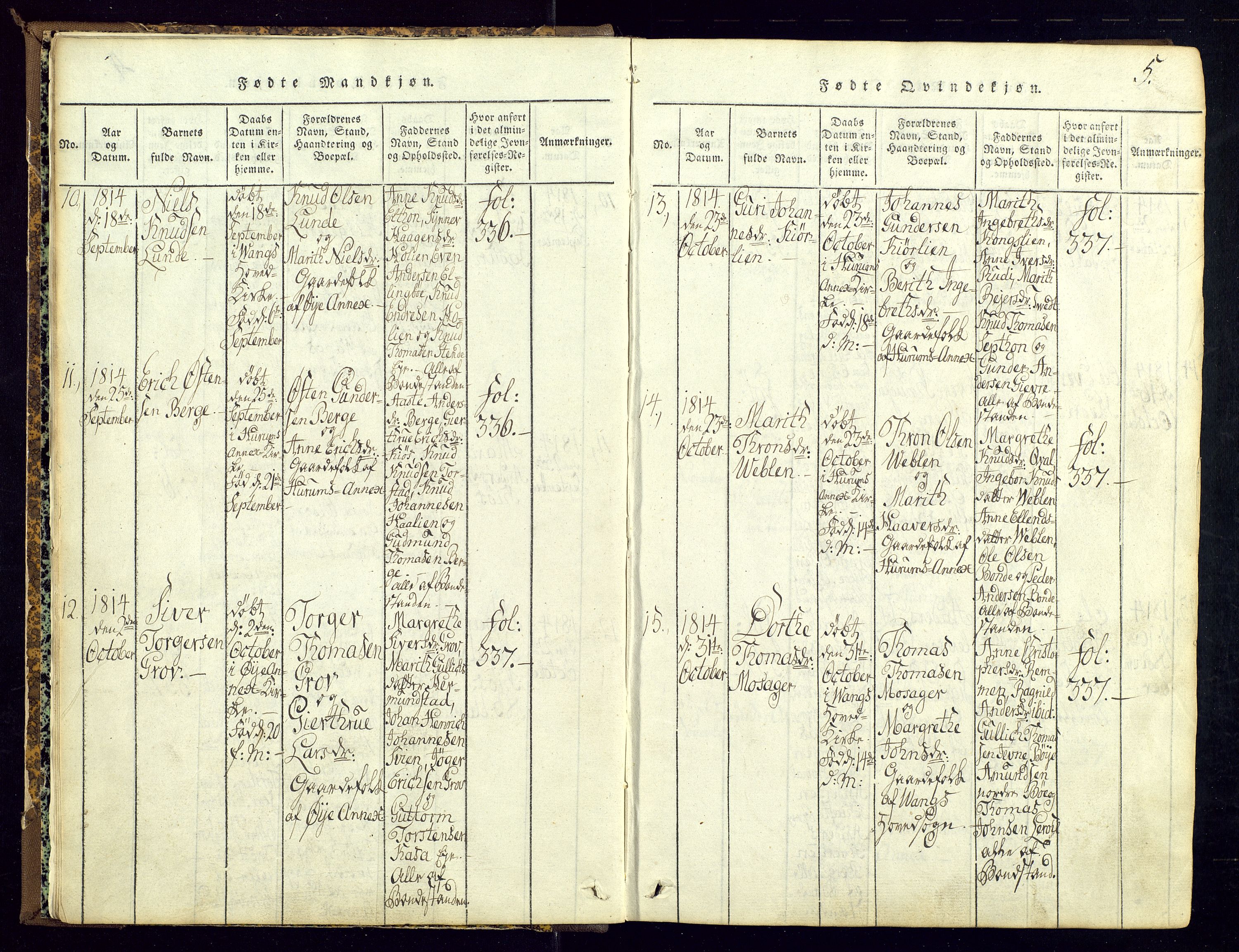 Vang prestekontor, Valdres, AV/SAH-PREST-140/H/Ha/L0004: Parish register (official) no. 4, 1814-1831, p. 5