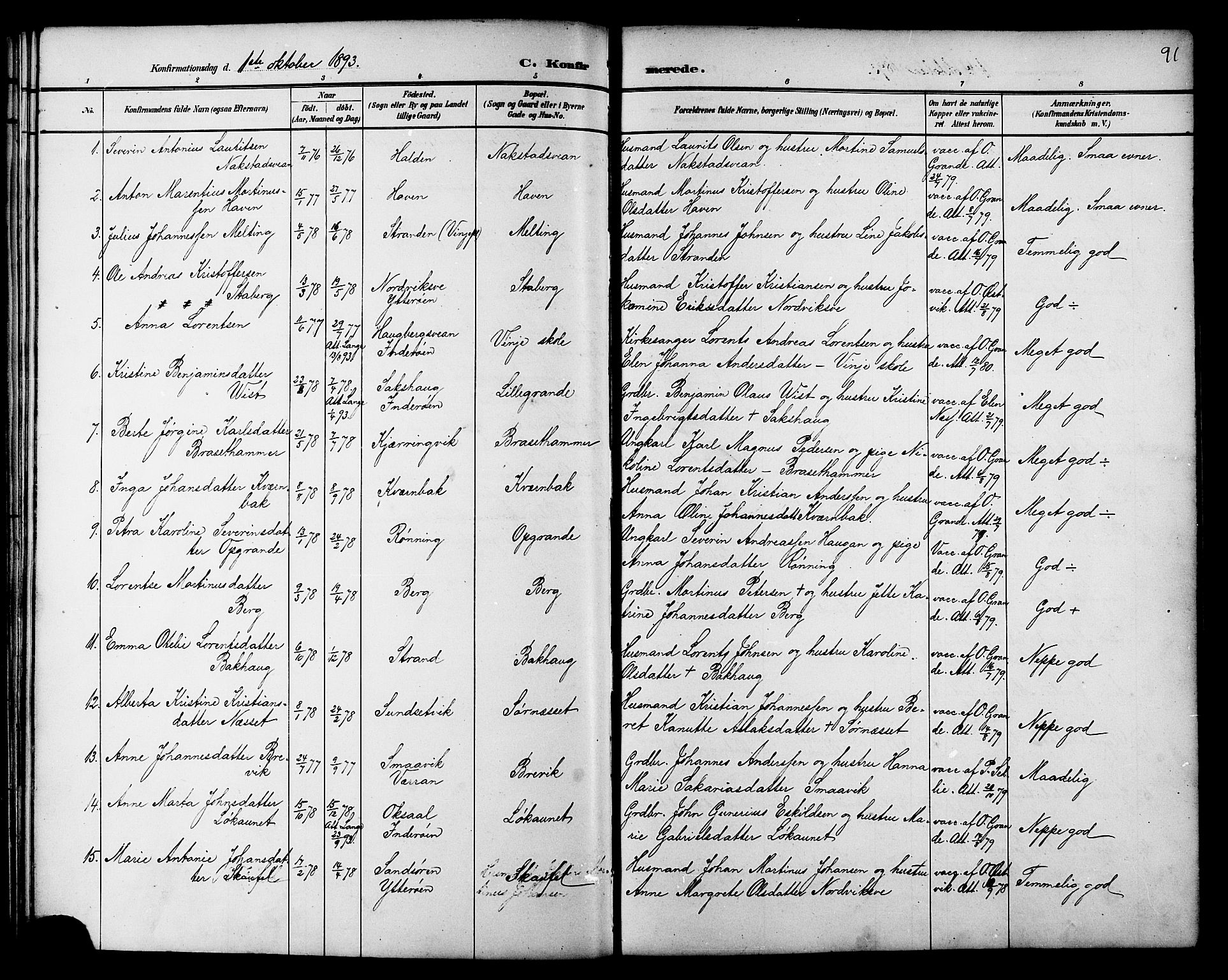 Ministerialprotokoller, klokkerbøker og fødselsregistre - Nord-Trøndelag, SAT/A-1458/733/L0327: Parish register (copy) no. 733C02, 1888-1918, p. 91