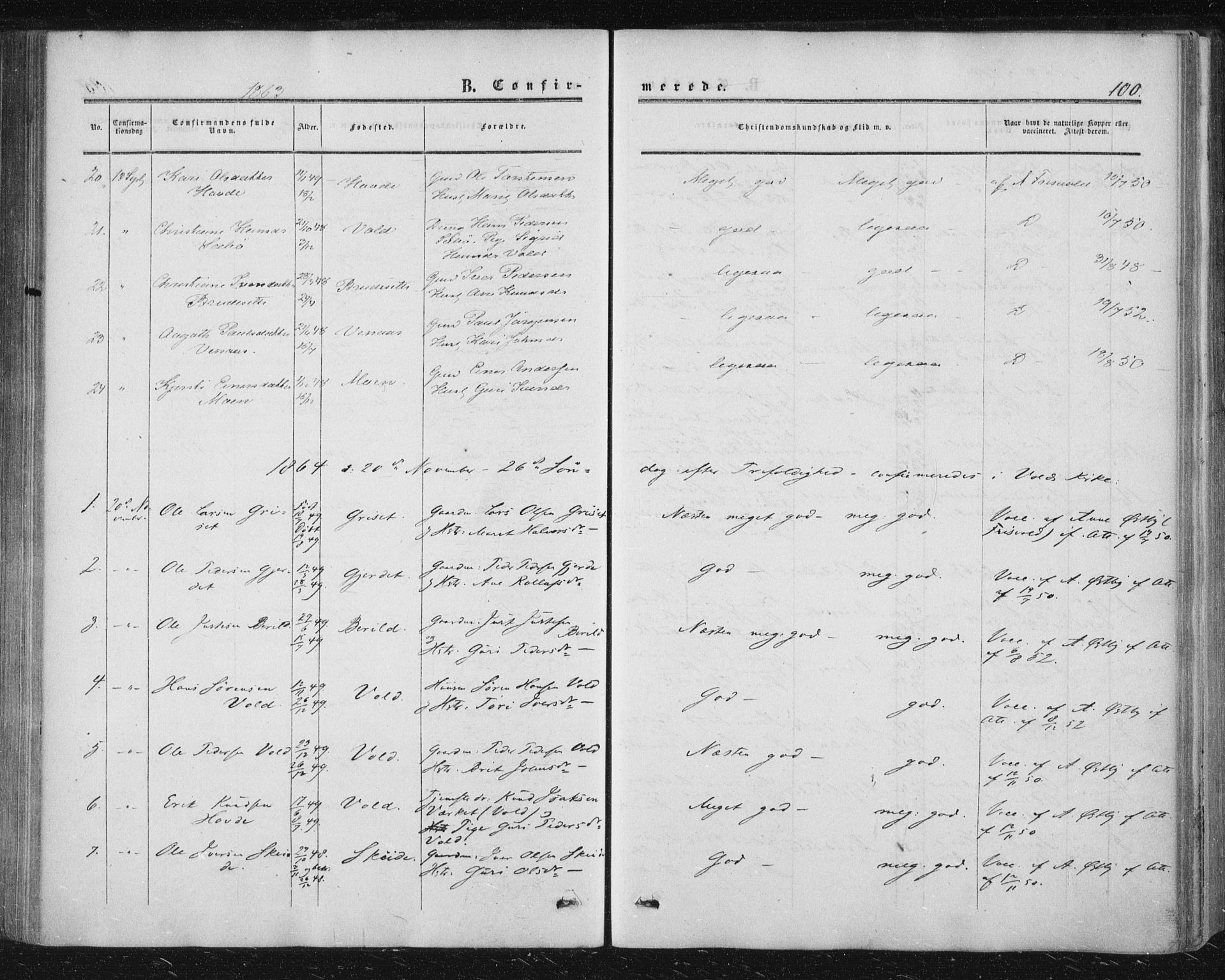 Ministerialprotokoller, klokkerbøker og fødselsregistre - Møre og Romsdal, AV/SAT-A-1454/543/L0562: Parish register (official) no. 543A02, 1854-1884, p. 100