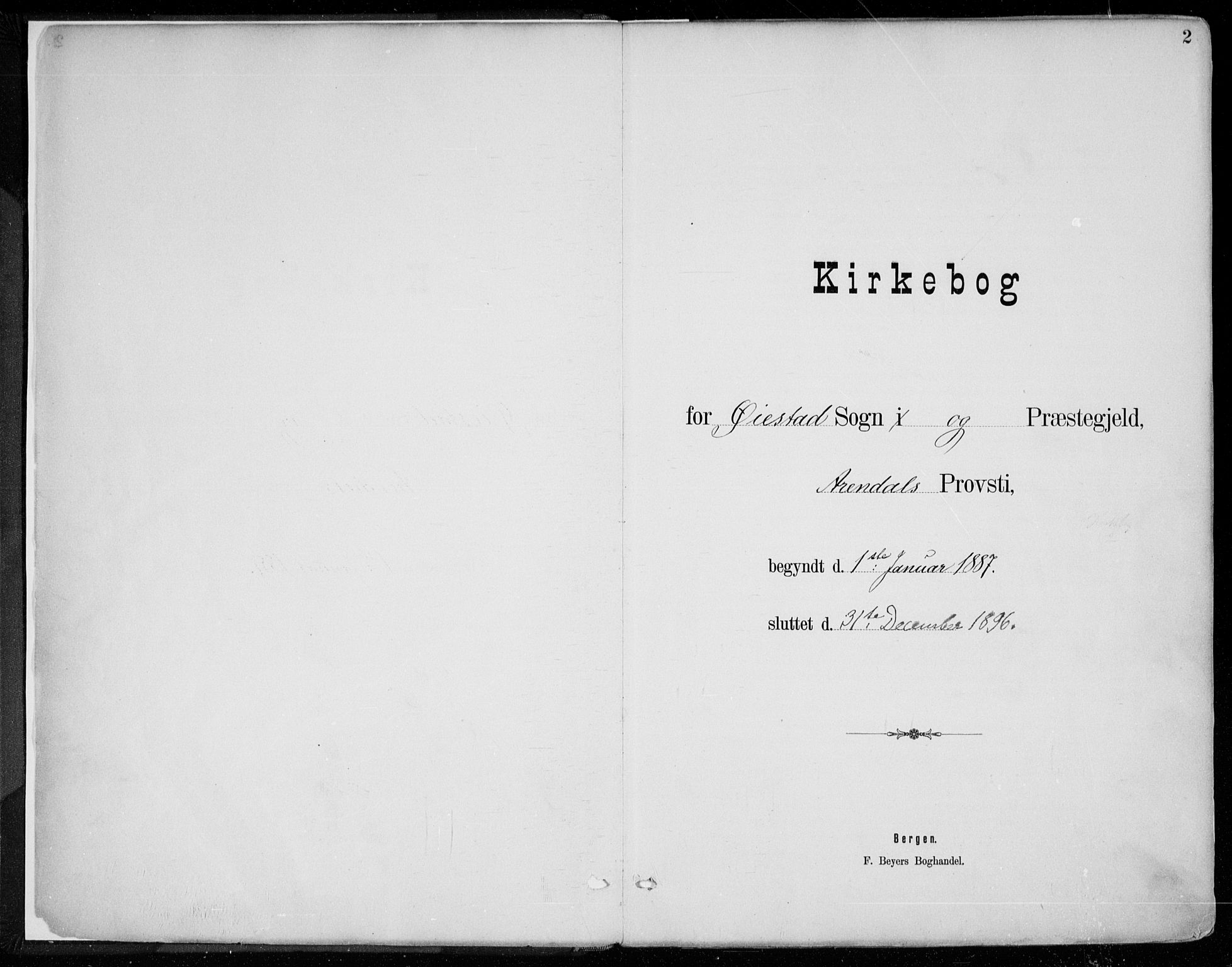 Øyestad sokneprestkontor, AV/SAK-1111-0049/F/Fa/L0017: Parish register (official) no. A 17, 1887-1896, p. 2