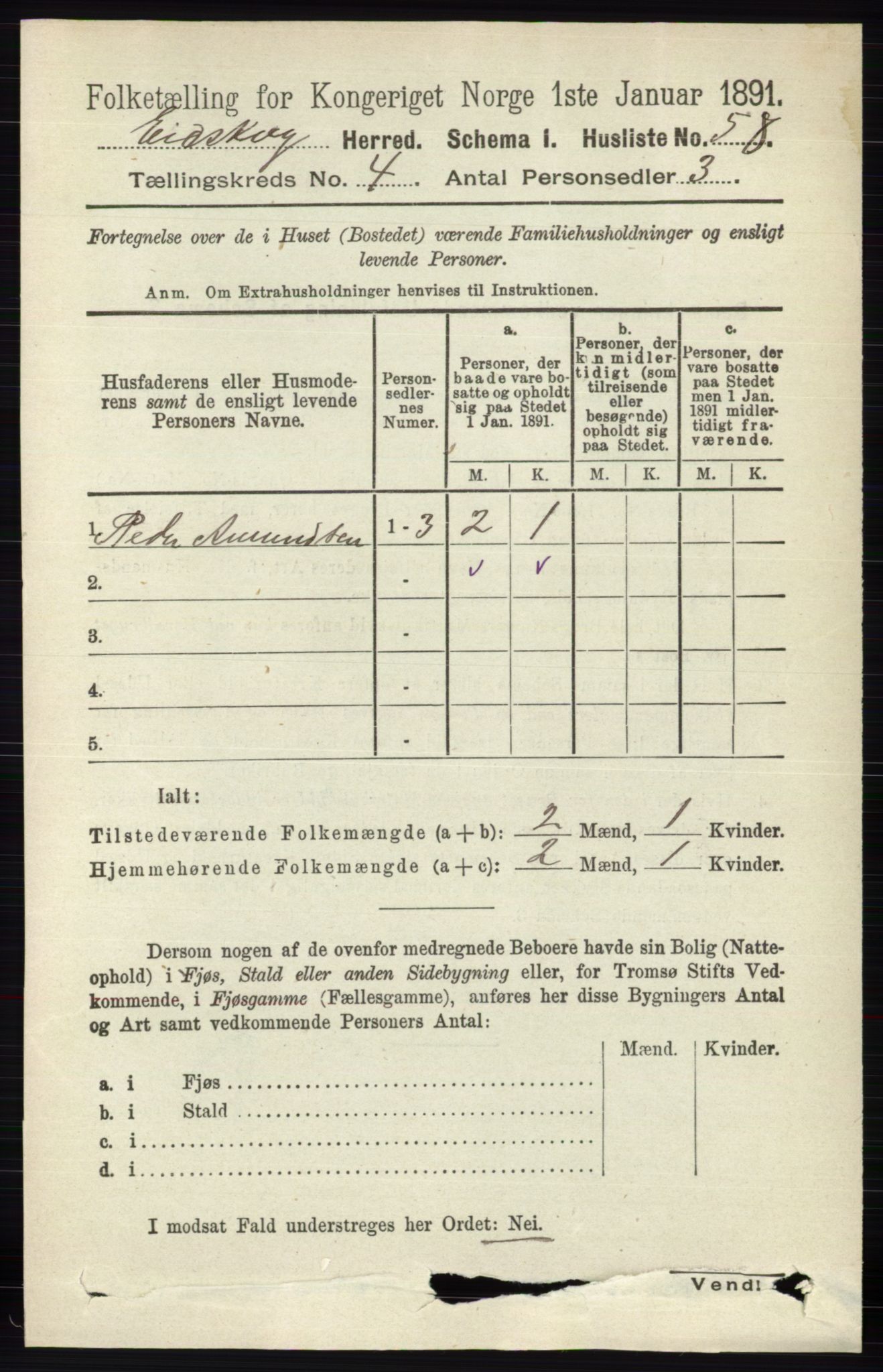 RA, 1891 census for 0420 Eidskog, 1891, p. 1580