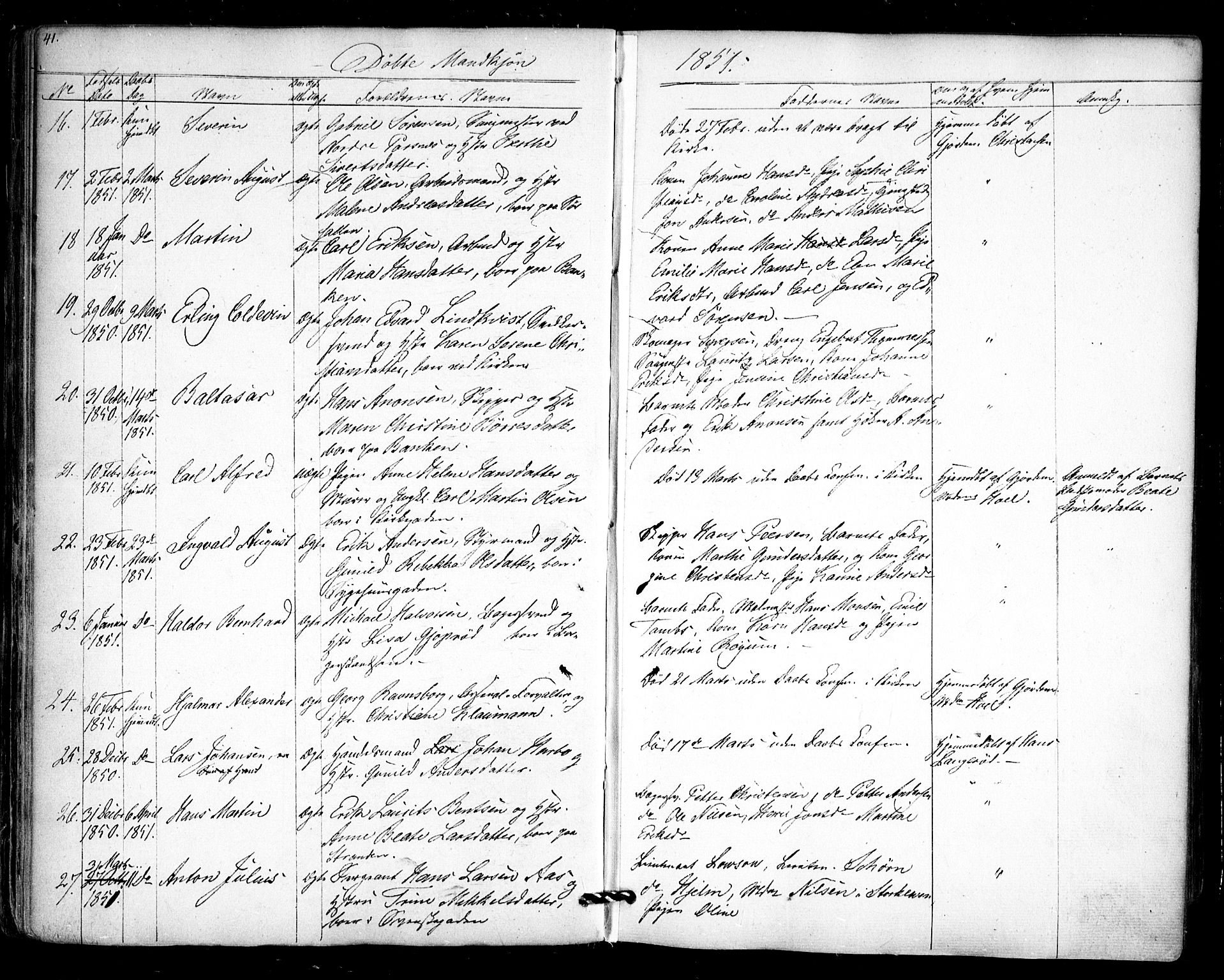 Halden prestekontor Kirkebøker, AV/SAO-A-10909/F/Fa/L0006: Parish register (official) no. I 6, 1845-1856, p. 41