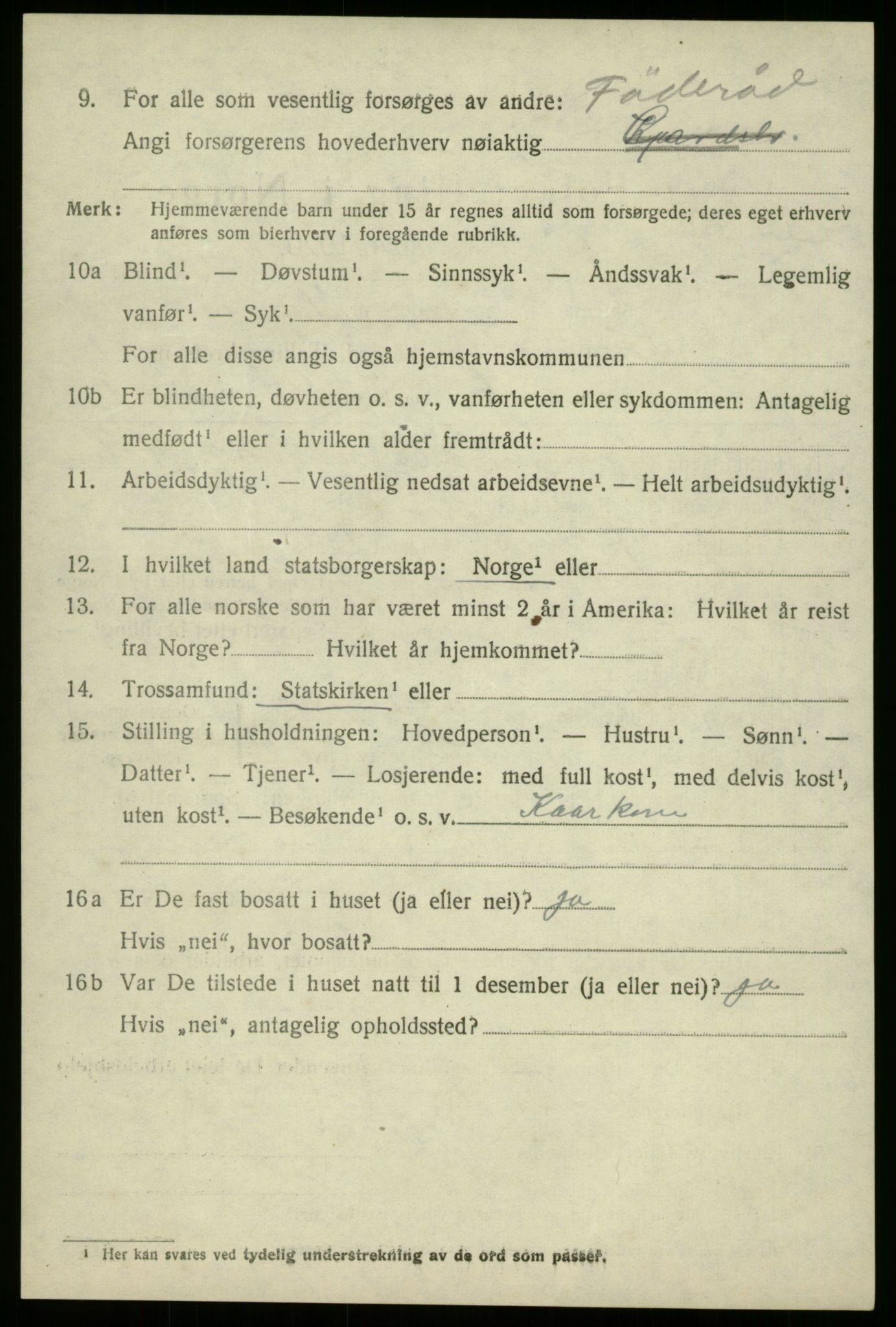 SAB, 1920 census for Innvik, 1920, p. 1156