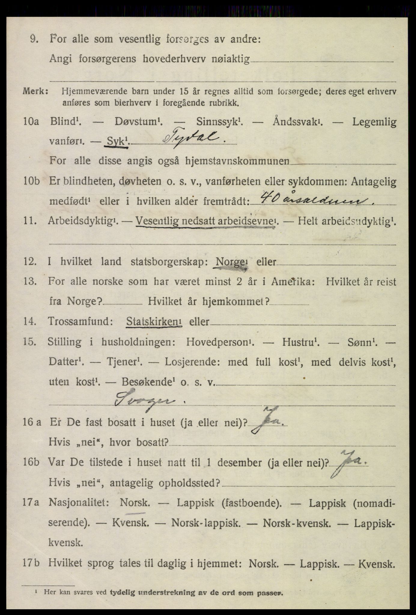 SAT, 1920 census for Tydal, 1920, p. 868