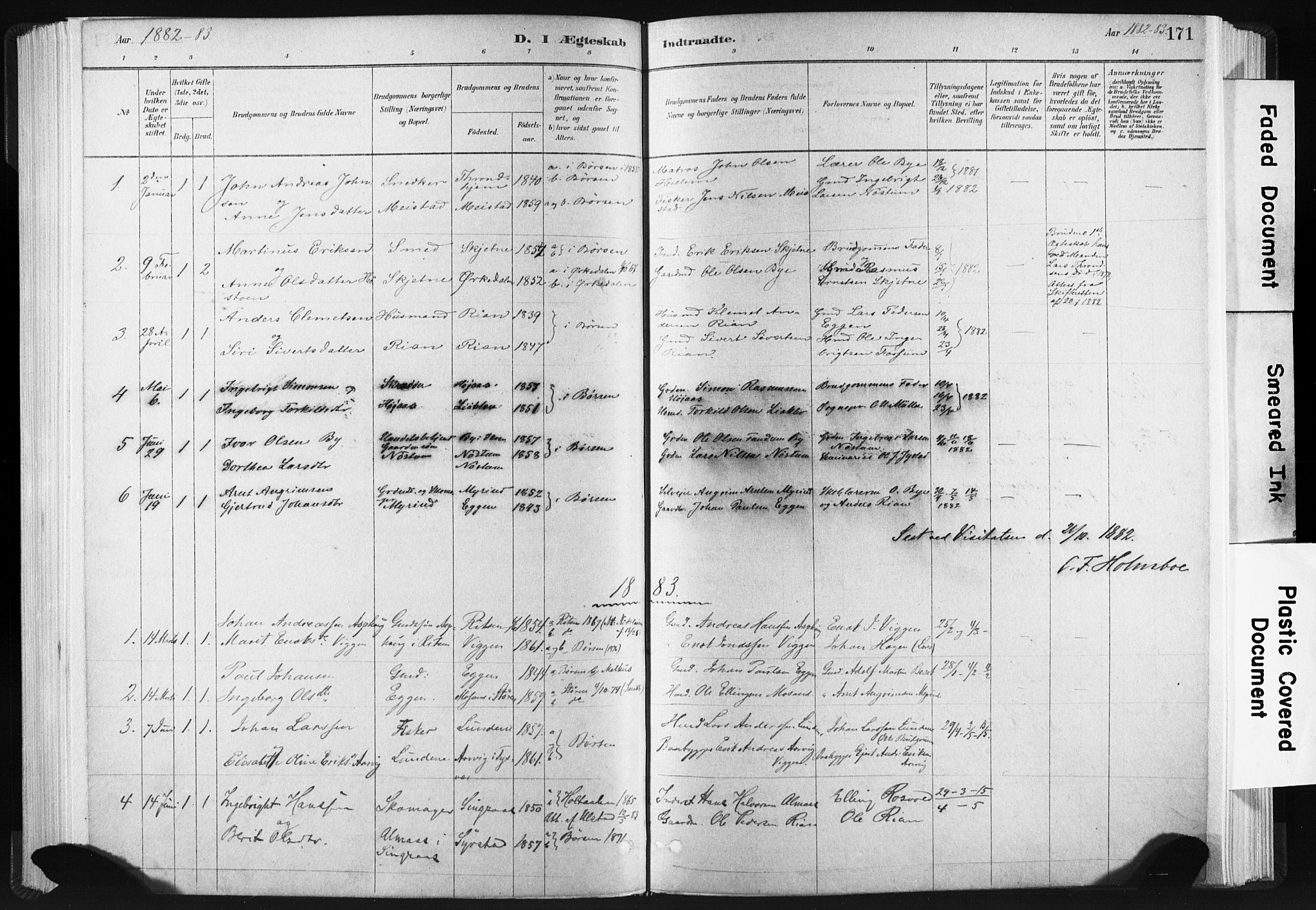 Ministerialprotokoller, klokkerbøker og fødselsregistre - Sør-Trøndelag, SAT/A-1456/665/L0773: Parish register (official) no. 665A08, 1879-1905, p. 171