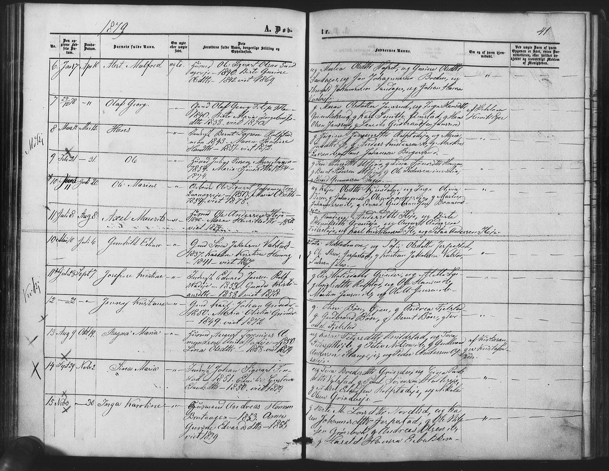 Nes prestekontor Kirkebøker, AV/SAO-A-10410/F/Fb/L0001: Parish register (official) no. II 1, 1859-1882, p. 41