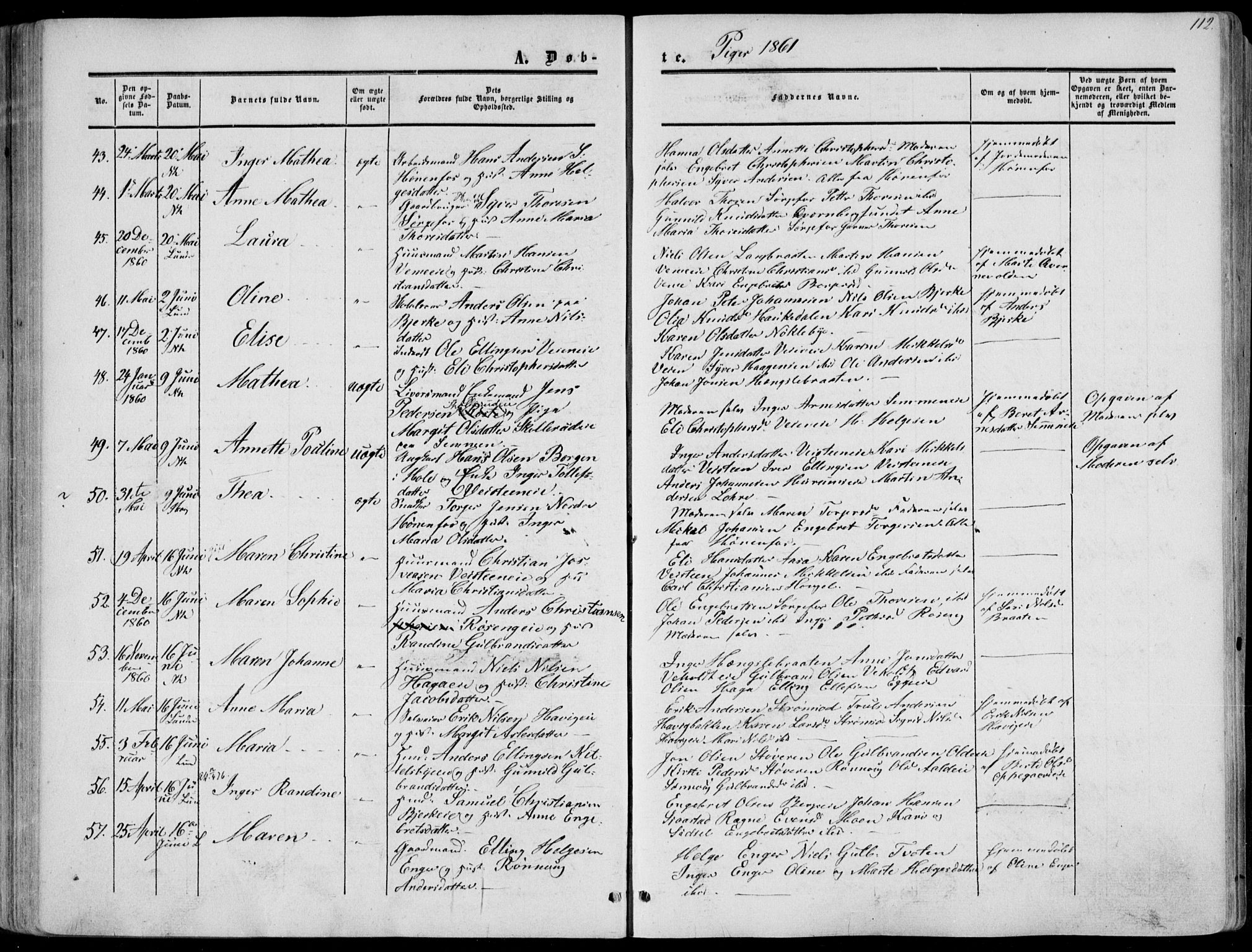Norderhov kirkebøker, SAKO/A-237/F/Fa/L0012: Parish register (official) no. 12, 1856-1865, p. 112