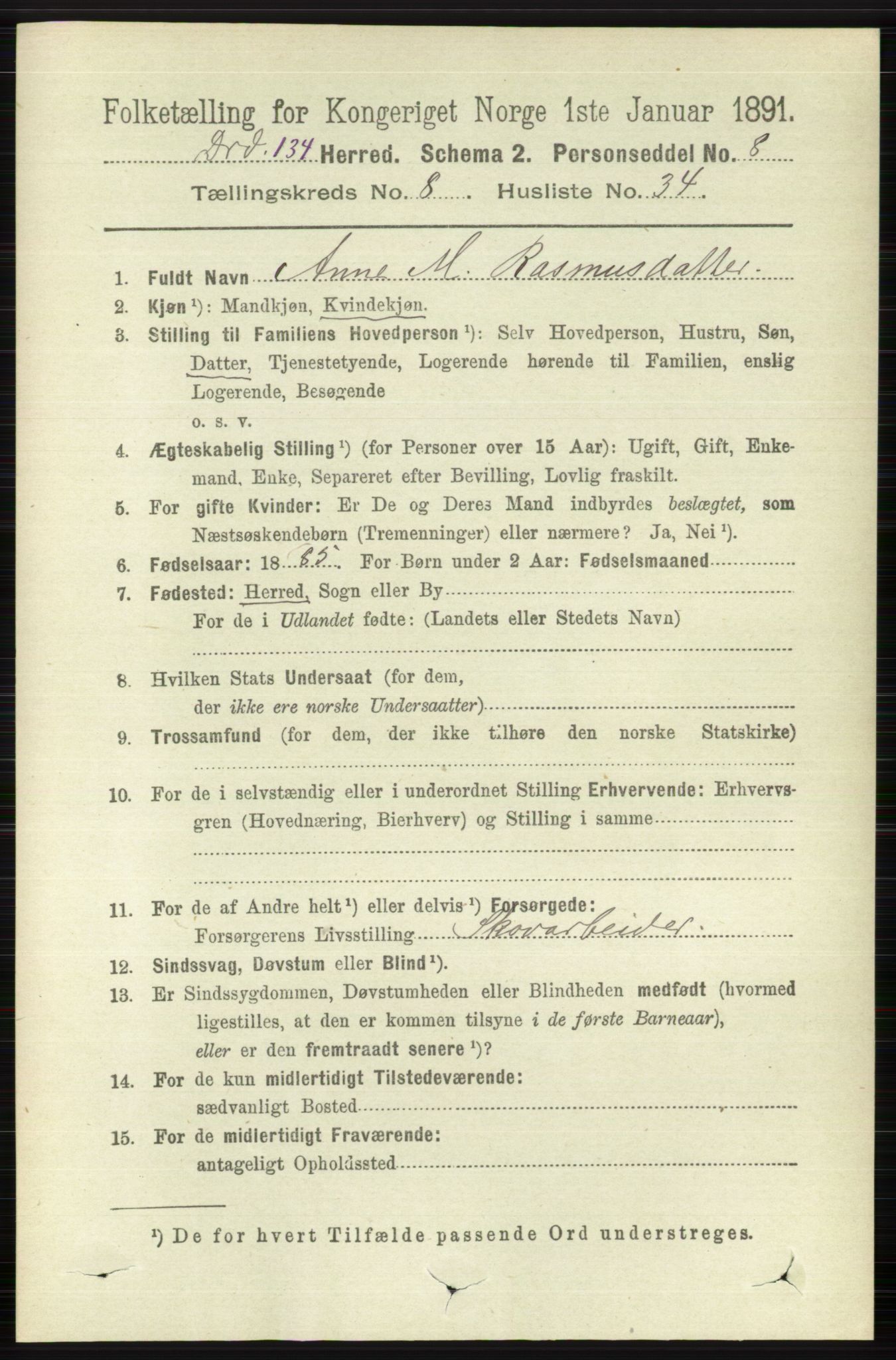RA, 1891 census for 0817 Drangedal, 1891, p. 2880