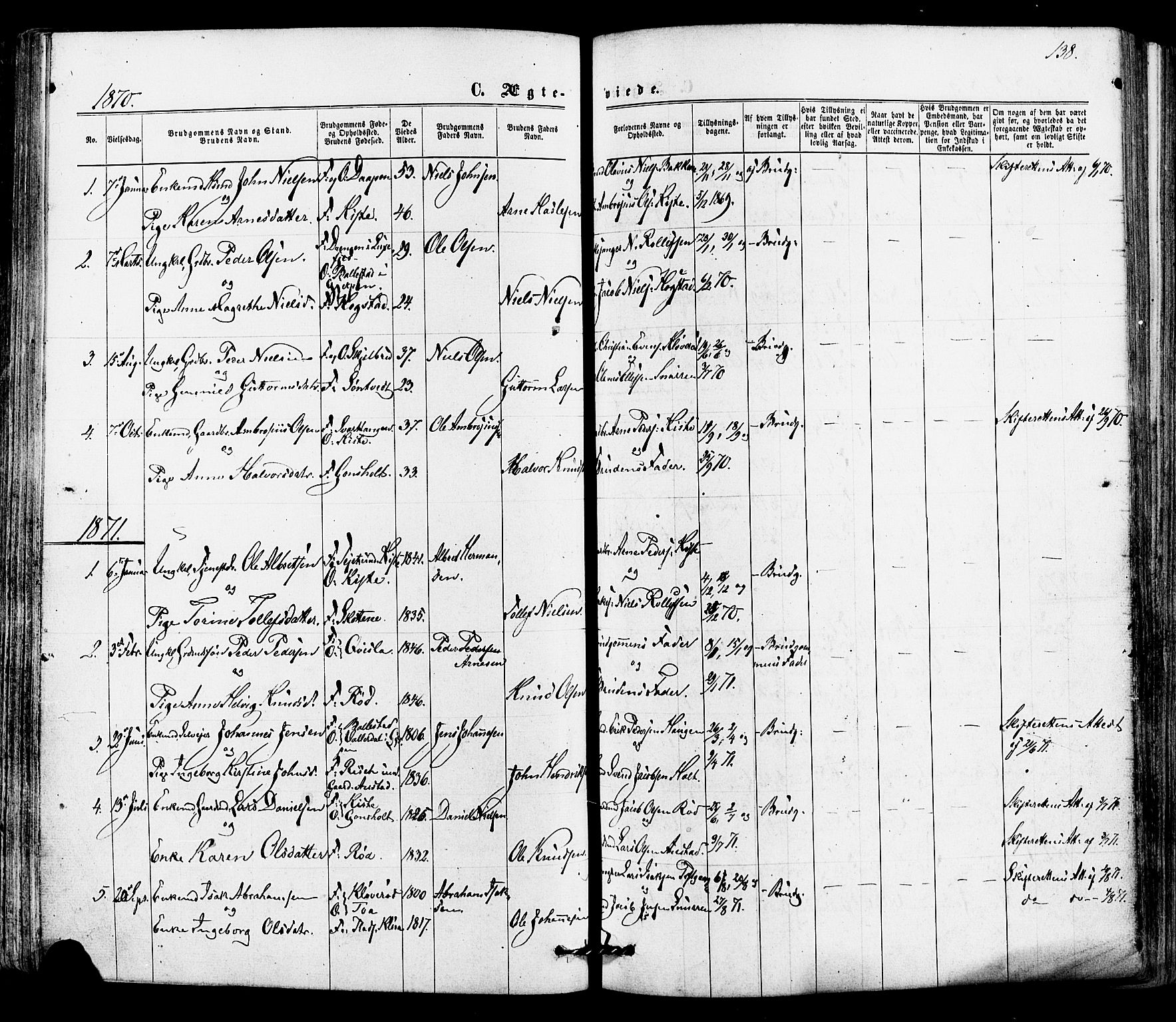 Siljan kirkebøker, SAKO/A-300/F/Fa/L0002: Parish register (official) no. 2, 1870-1895, p. 138