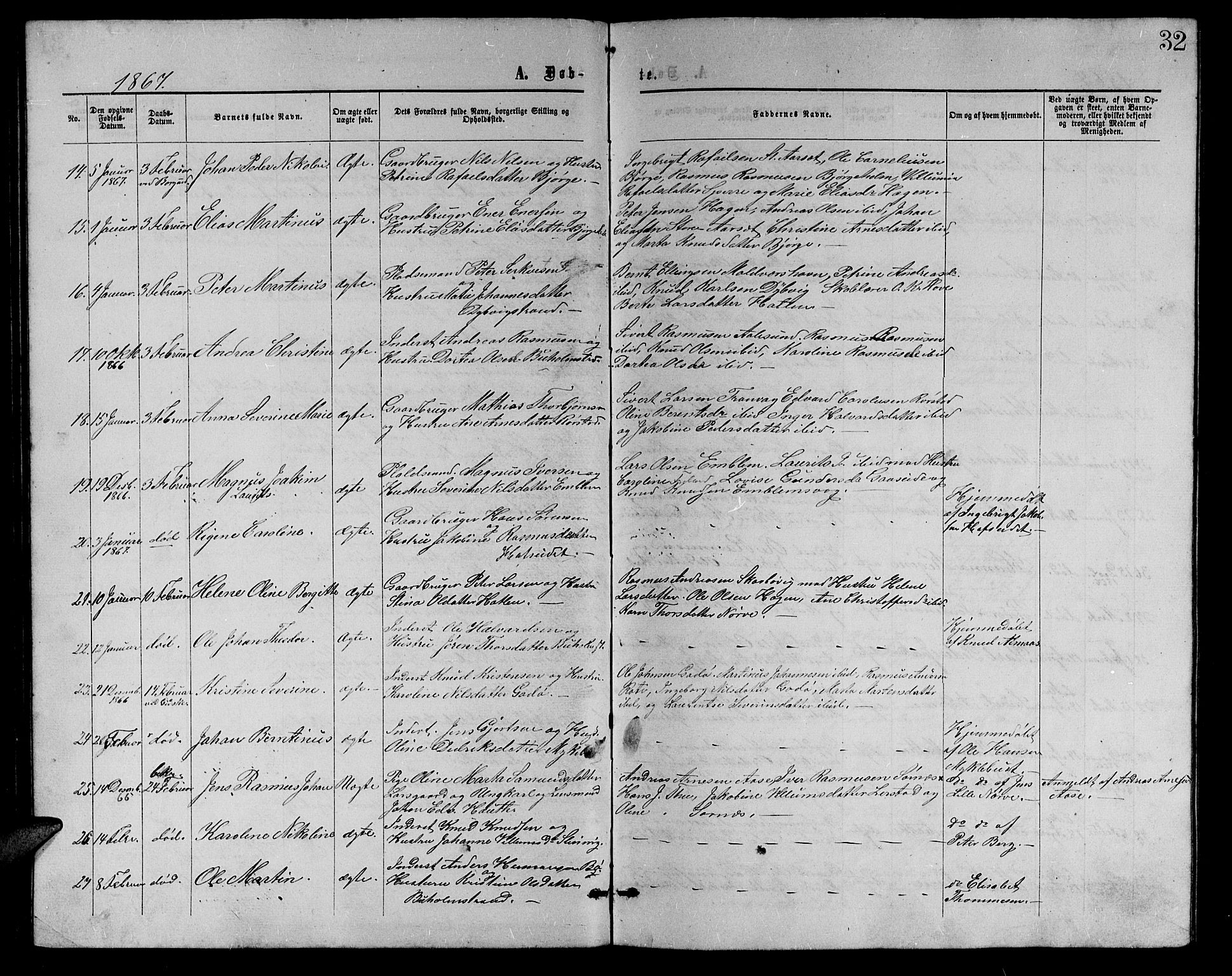 Ministerialprotokoller, klokkerbøker og fødselsregistre - Møre og Romsdal, AV/SAT-A-1454/528/L0428: Parish register (copy) no. 528C09, 1864-1880, p. 32