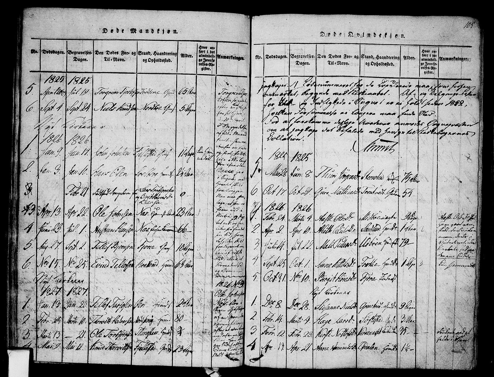 Nissedal kirkebøker, SAKO/A-288/F/Fa/L0002: Parish register (official) no. I 2, 1814-1845, p. 105
