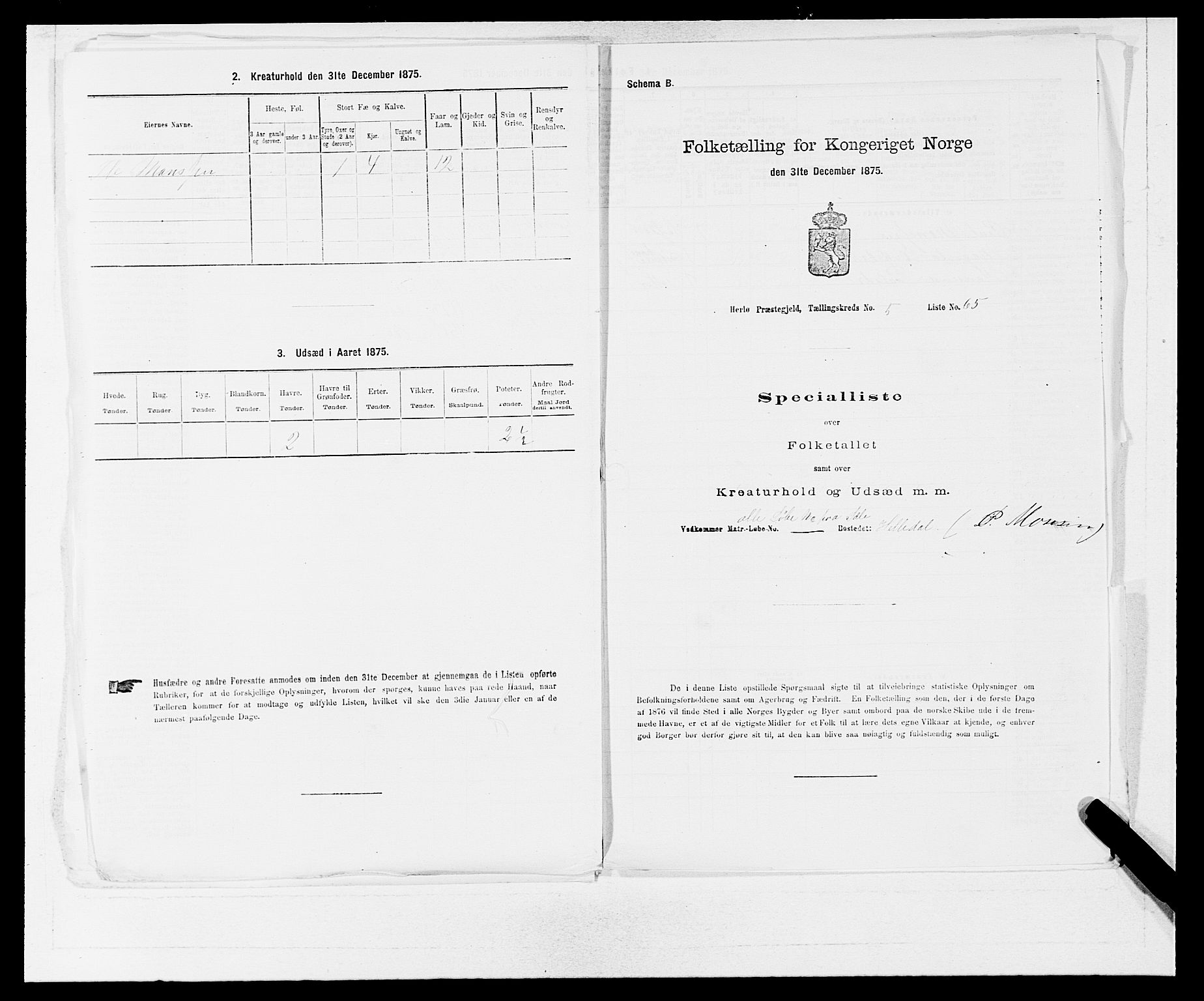 SAB, 1875 census for 1258P Herdla, 1875, p. 749