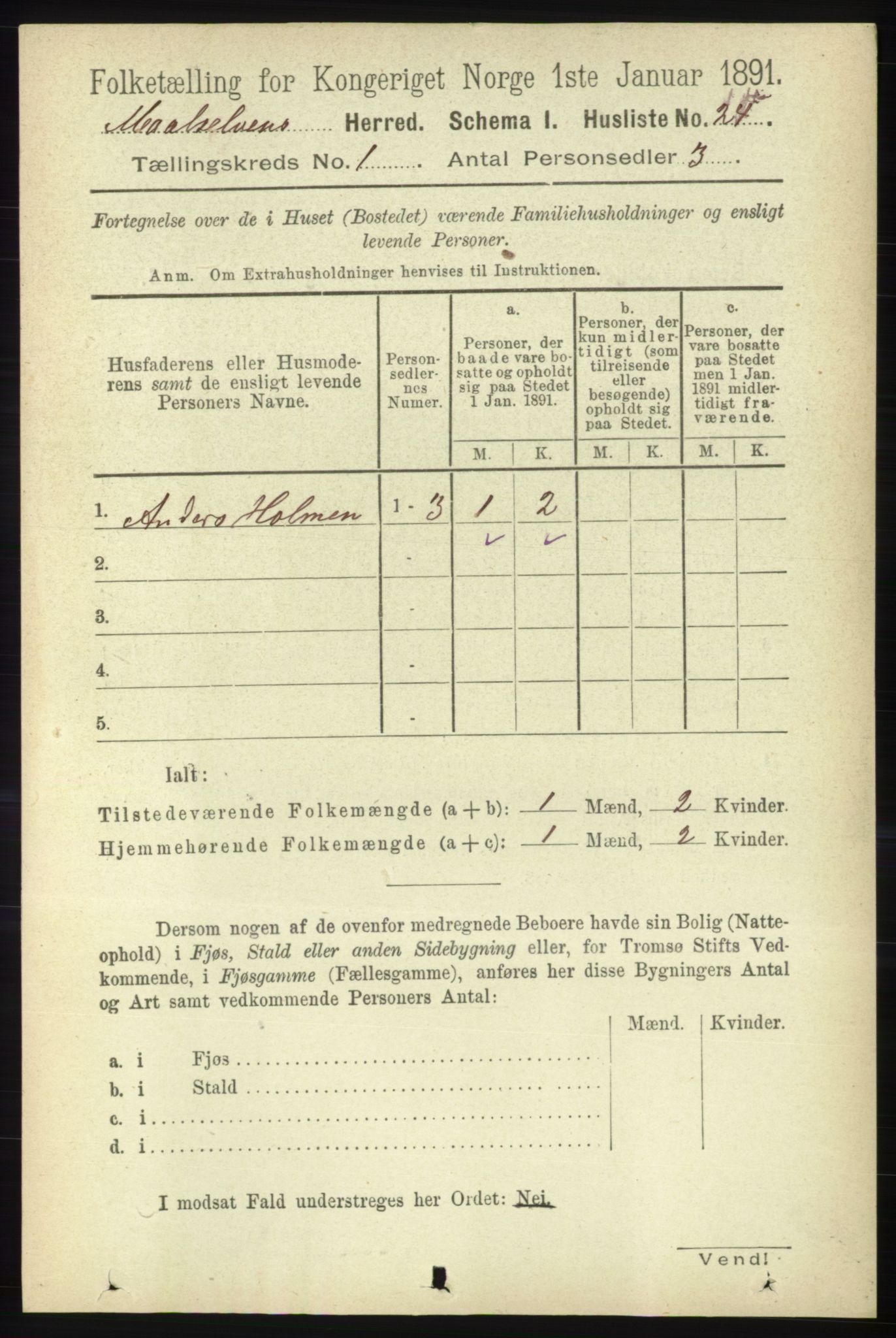 RA, 1891 census for 1924 Målselv, 1891, p. 54