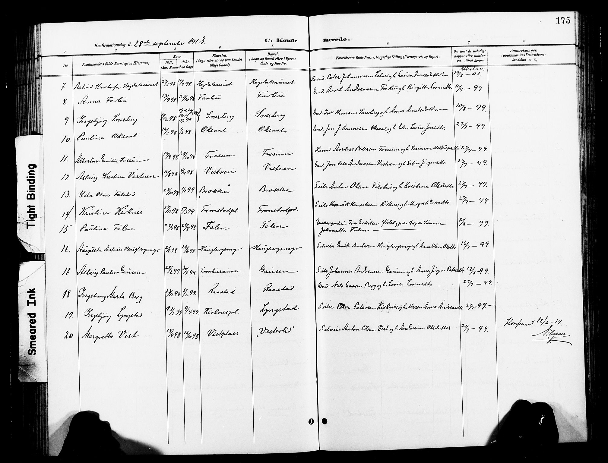 Ministerialprotokoller, klokkerbøker og fødselsregistre - Nord-Trøndelag, AV/SAT-A-1458/730/L0302: Parish register (copy) no. 730C05, 1898-1924, p. 175