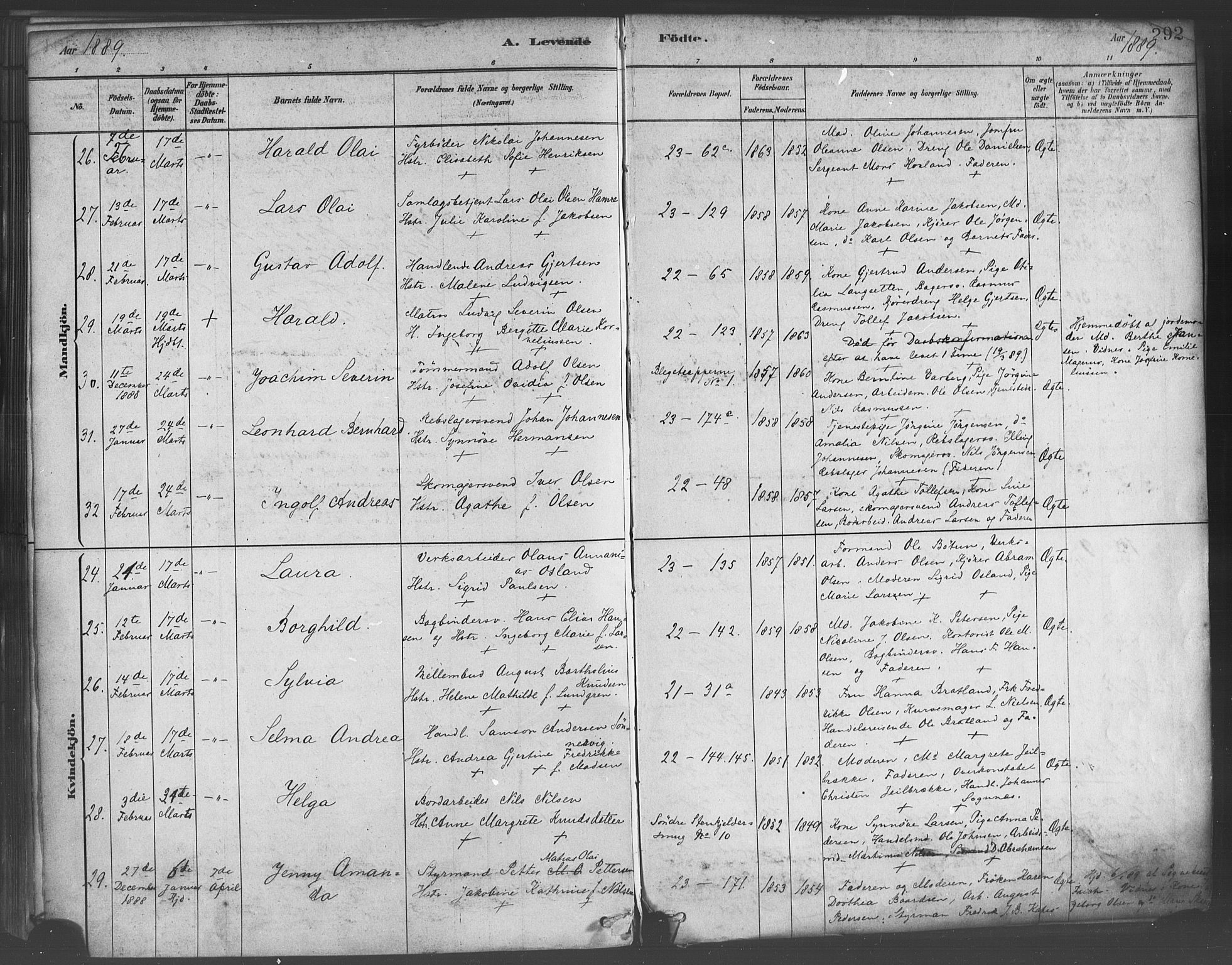 Korskirken sokneprestembete, AV/SAB-A-76101/H/Haa/L0021: Parish register (official) no. B 7, 1878-1889, p. 292