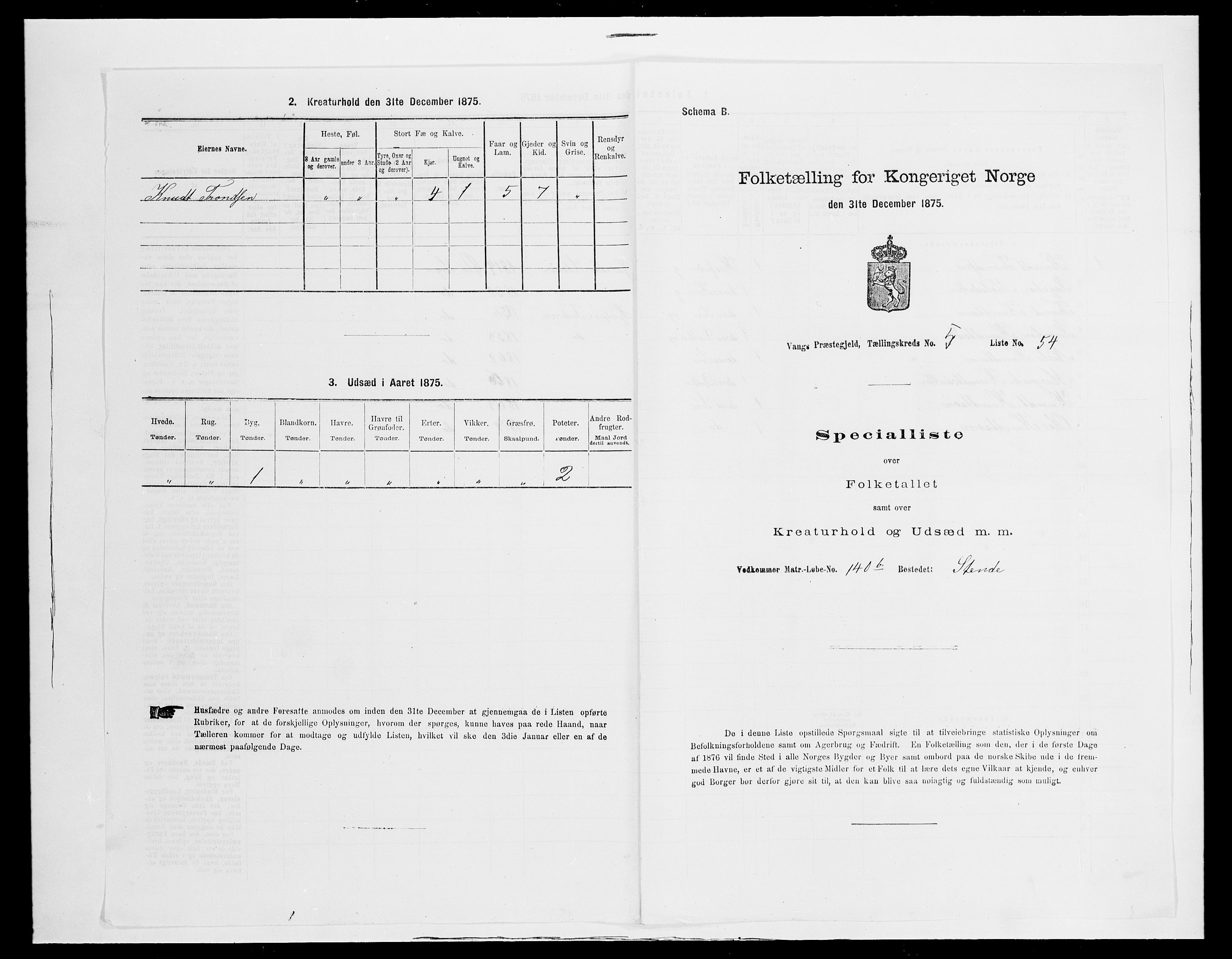 SAH, 1875 census for 0545P Vang, 1875, p. 546