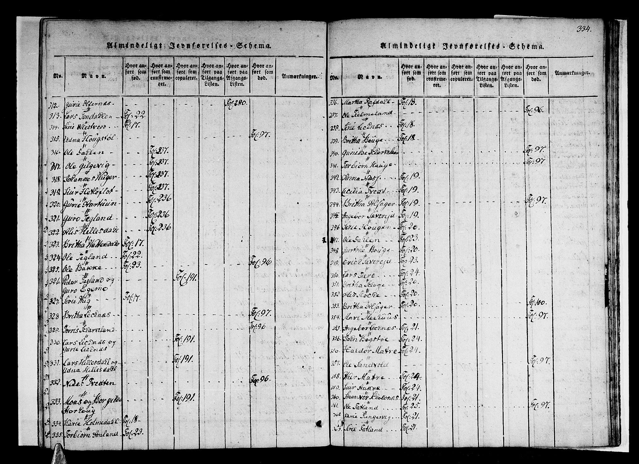 Skånevik sokneprestembete, AV/SAB-A-77801/H/Haa: Parish register (official) no. A 3, 1815-1828, p. 334