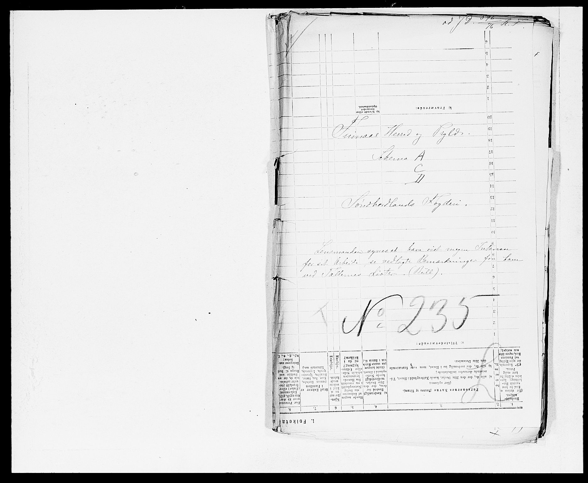 SAB, 1875 census for 1218P Finnås, 1875, p. 1