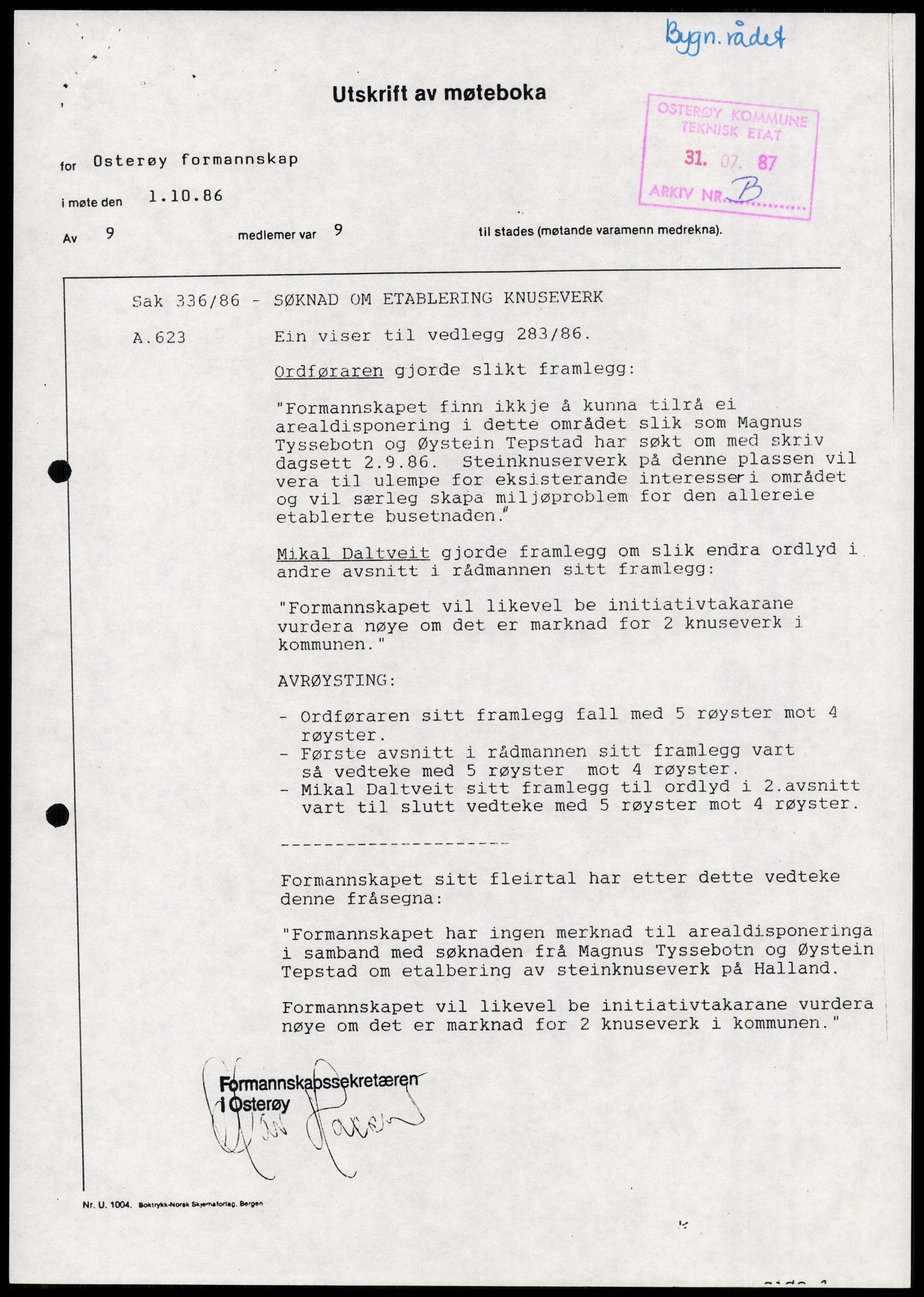 Statens forurensningstilsyn, hovedkontoret, AV/RA-S-4136/1/D/Da/L1368: Kommunalt avløpsvann, slam og avfall, vannforsyning, analyse, akvakultur og produktkontroll, 1983-1993, p. 11