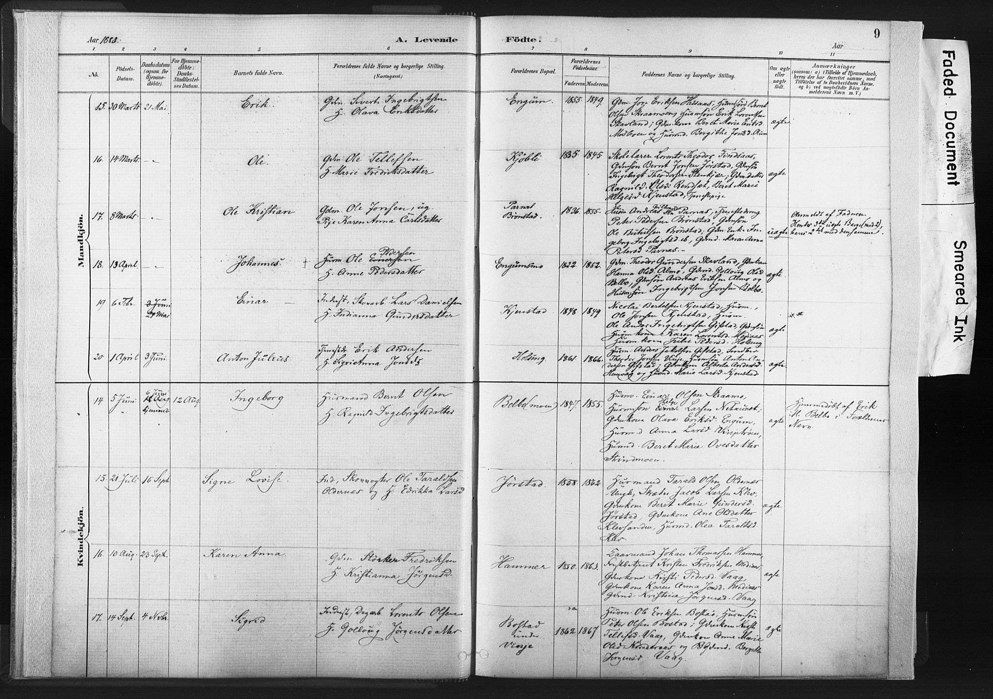 Ministerialprotokoller, klokkerbøker og fødselsregistre - Nord-Trøndelag, AV/SAT-A-1458/749/L0474: Parish register (official) no. 749A08, 1887-1903, p. 9