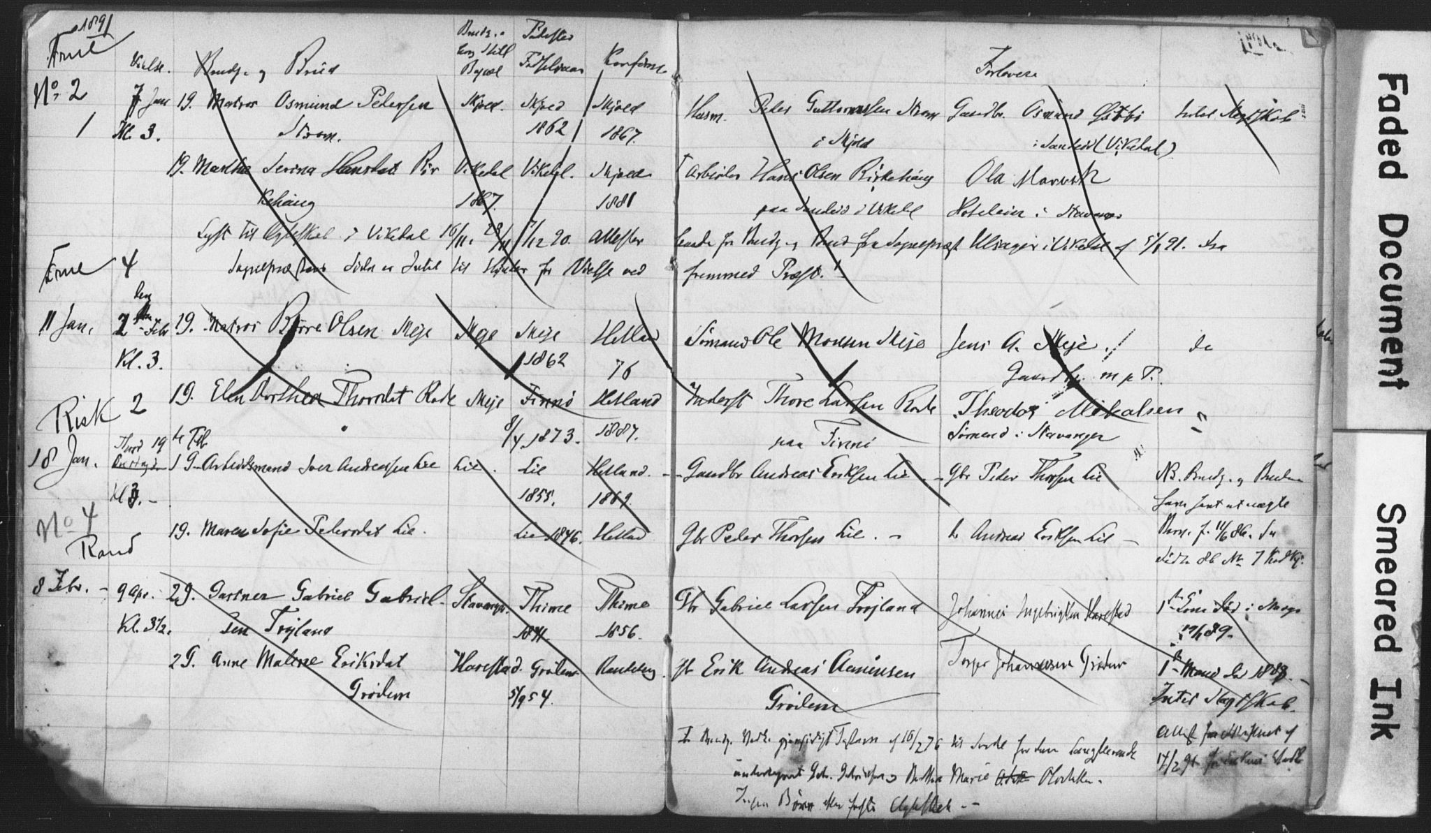 Hetland sokneprestkontor, AV/SAST-A-101826/70/705BA/L0002: Banns register no. 2, 1890-1898