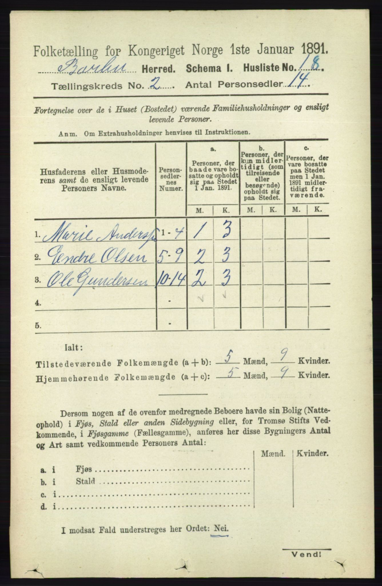 RA, 1891 census for 0990 Barbu, 1891, p. 860