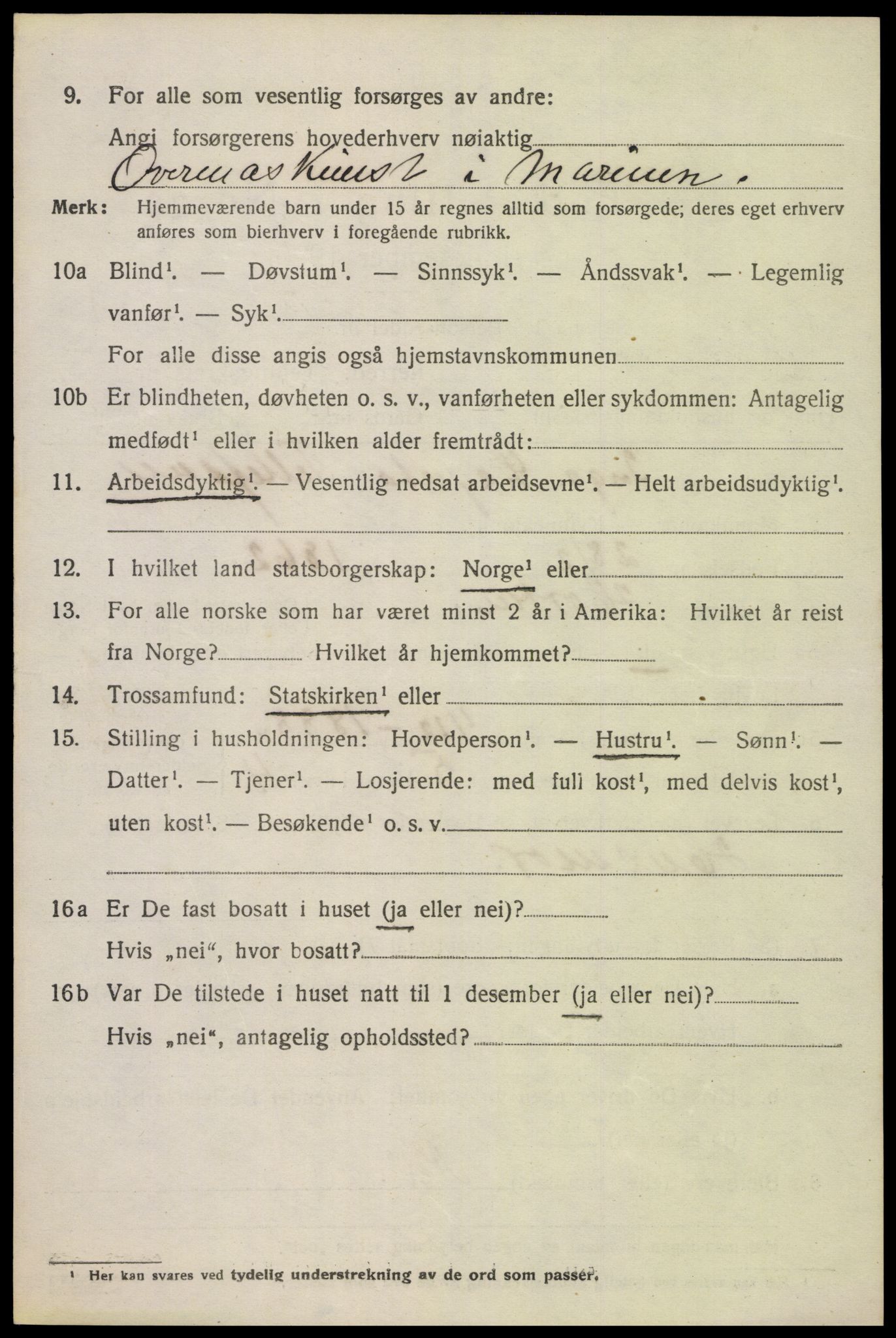 SAK, 1920 census for Oddernes, 1920, p. 12548