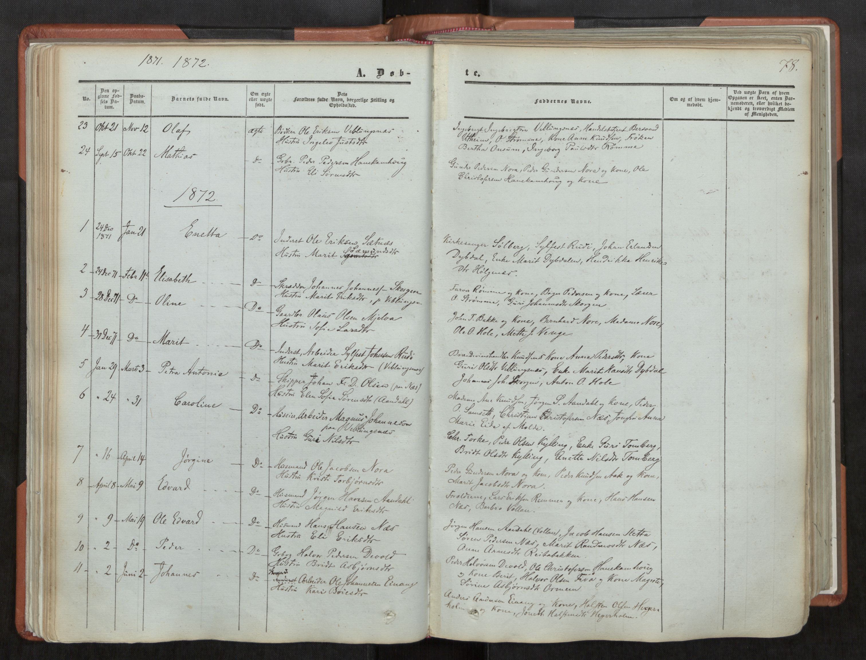 Ministerialprotokoller, klokkerbøker og fødselsregistre - Møre og Romsdal, AV/SAT-A-1454/544/L0572: Parish register (official) no. 544A05, 1854-1886, p. 78