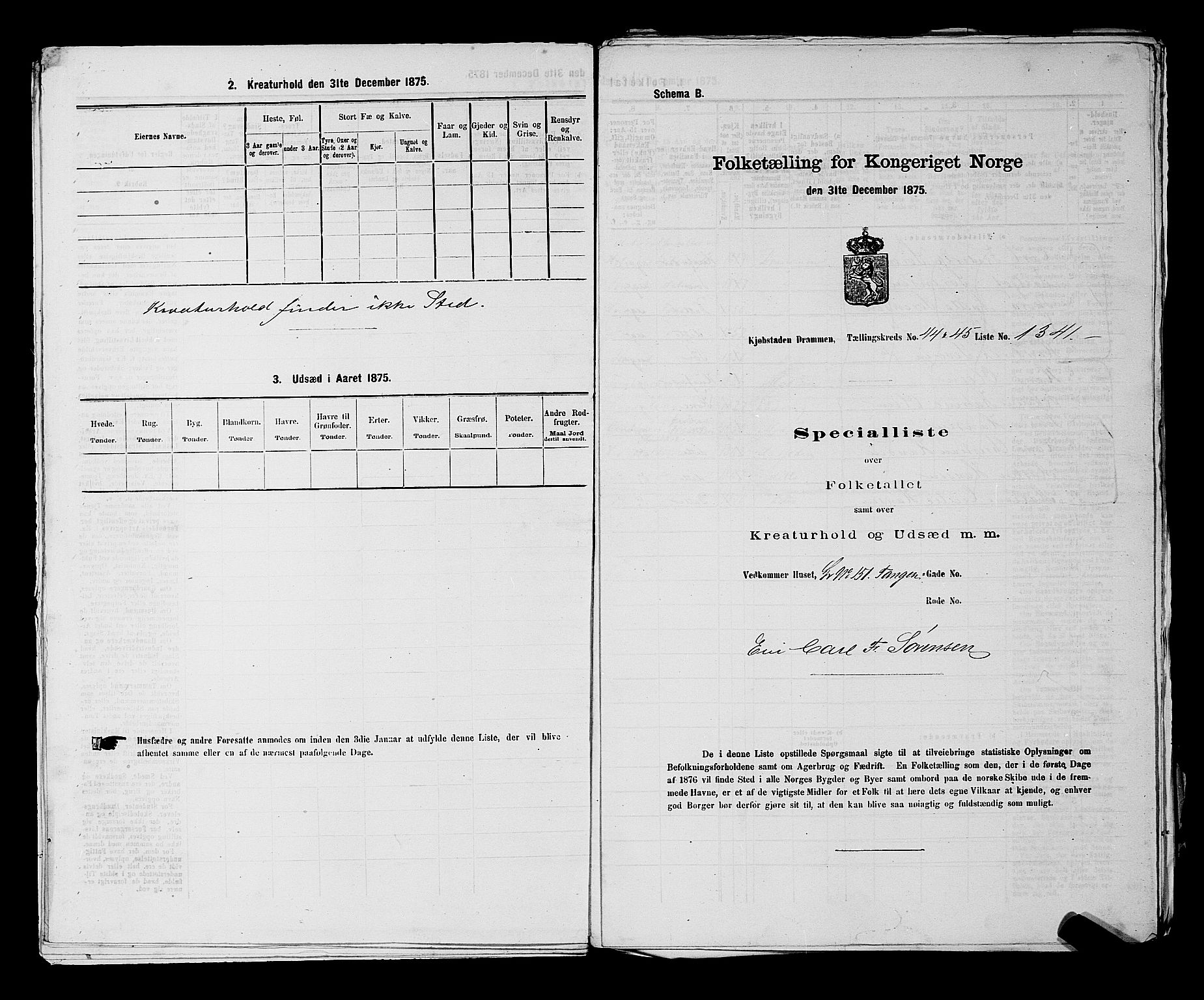 SAKO, 1875 census for 0602 Drammen, 1875, p. 3634
