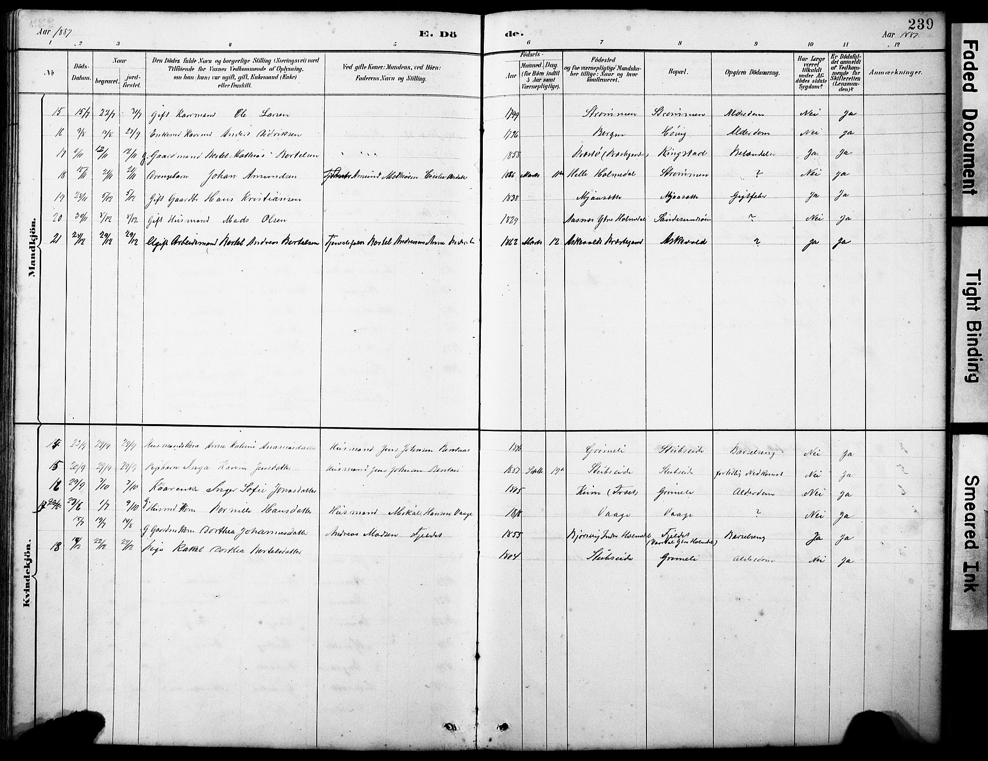 Askvoll sokneprestembete, SAB/A-79501/H/Hab/Haba/L0003: Parish register (copy) no. A 3, 1886-1928, p. 239