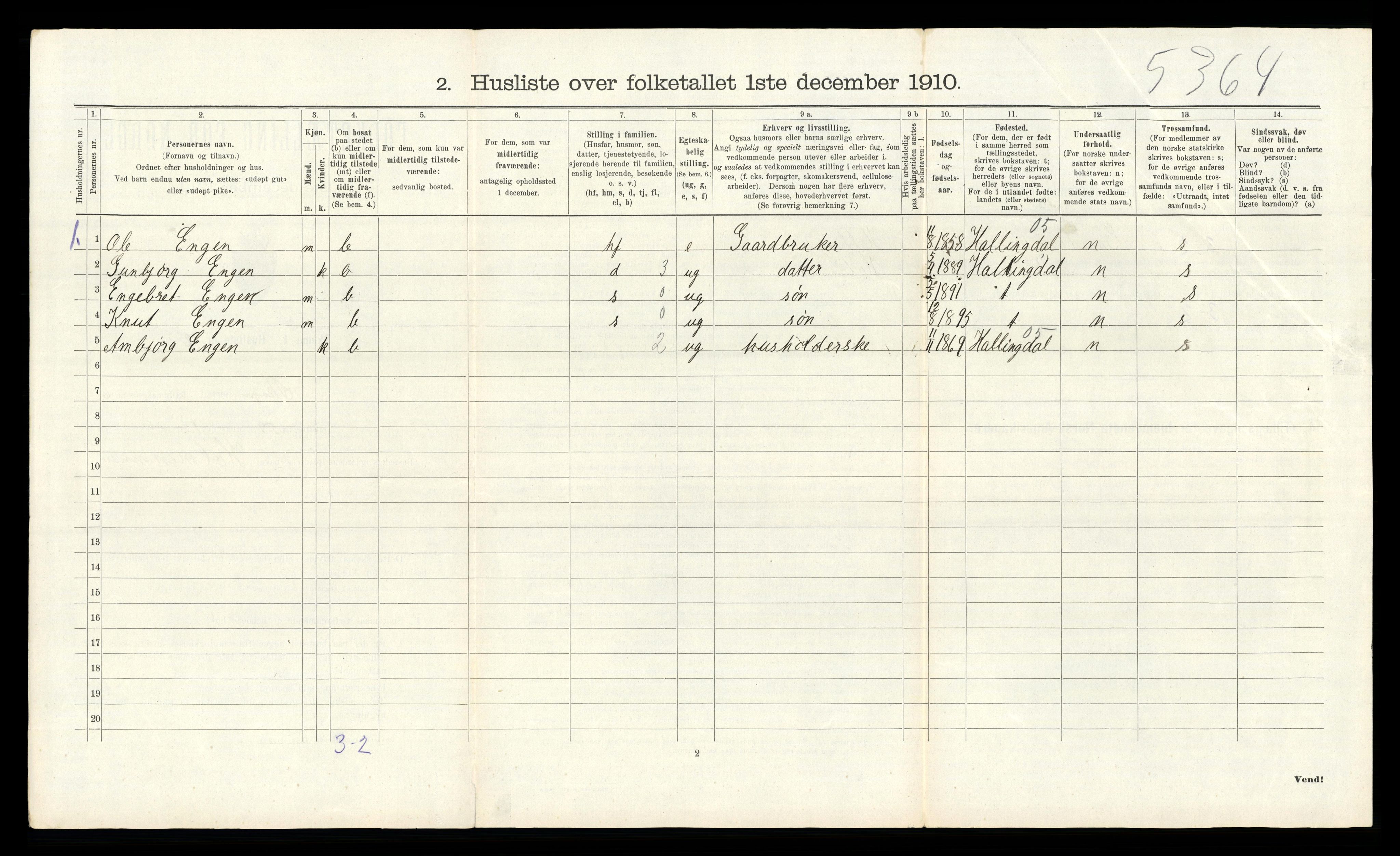 RA, 1910 census for Skoger, 1910, p. 1275