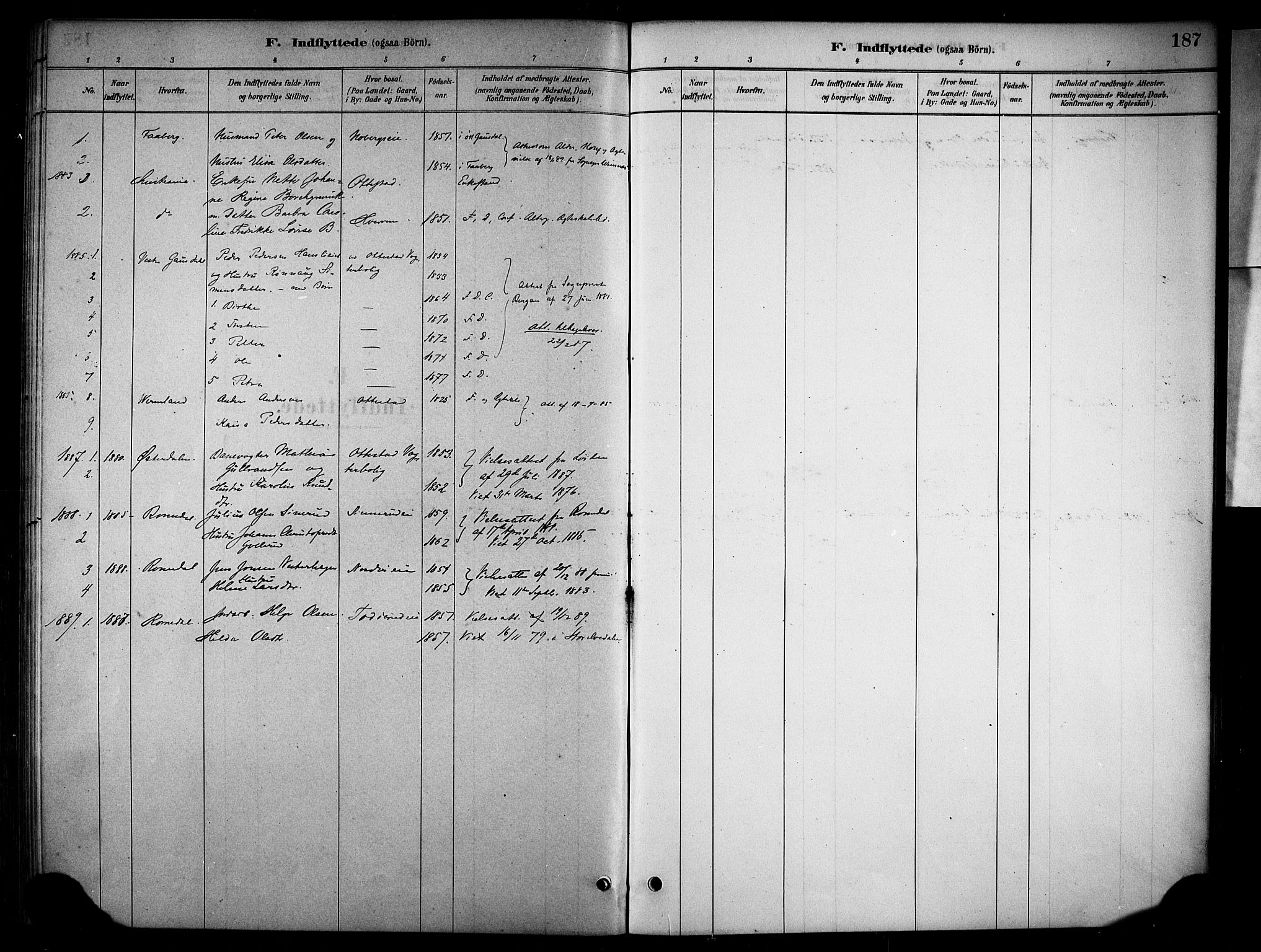 Stange prestekontor, SAH/PREST-002/K/L0019: Parish register (official) no. 19, 1880-1891, p. 187