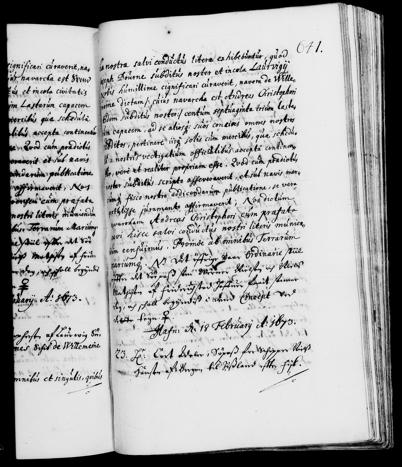Danske Kanselli 1572-1799, AV/RA-EA-3023/F/Fc/Fca/Fcaa/L0011: Norske registre (mikrofilm), 1670-1673, p. 641a