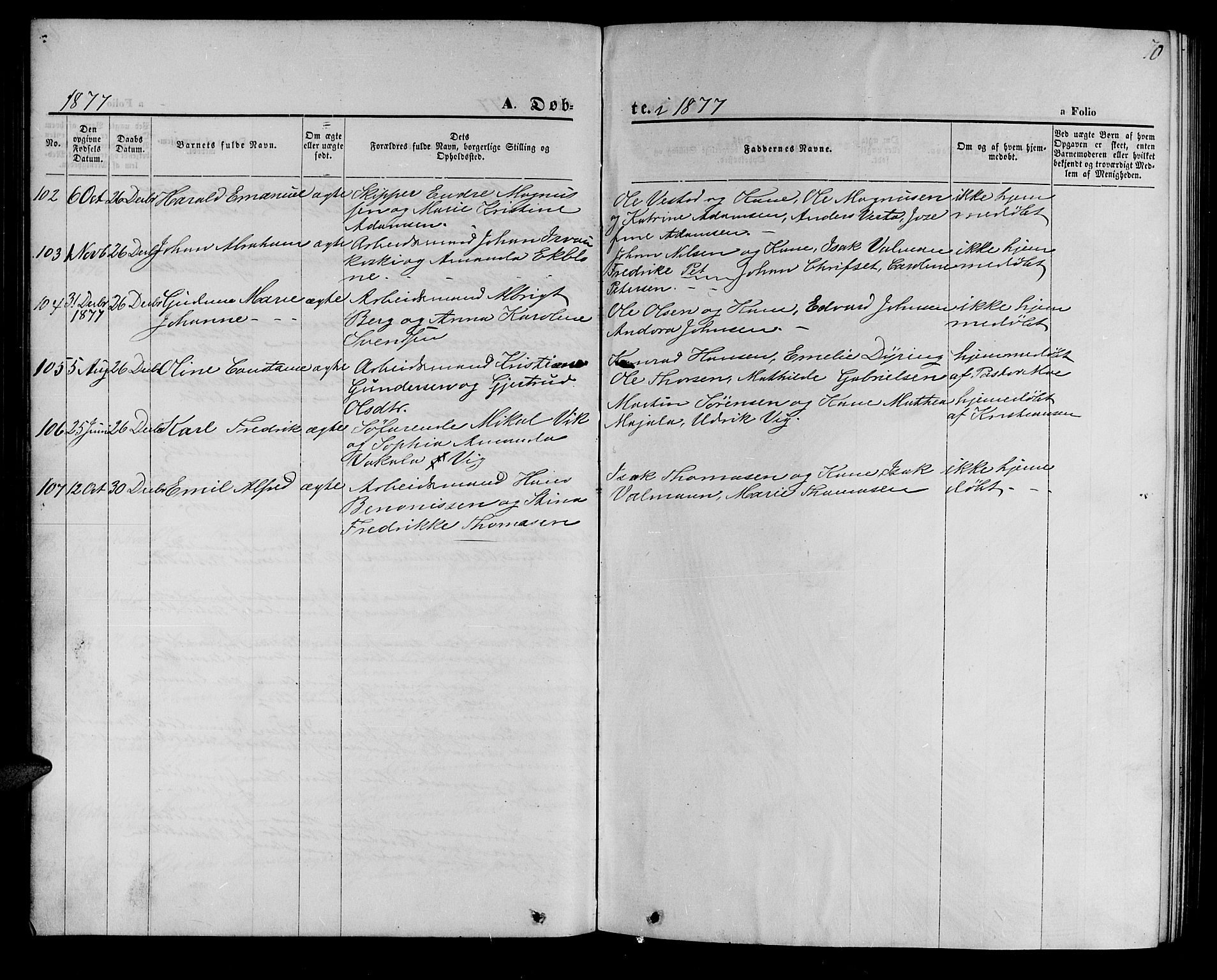 Hammerfest sokneprestkontor, AV/SATØ-S-1347/H/Hb/L0004.klokk: Parish register (copy) no. 4, 1869-1877, p. 70