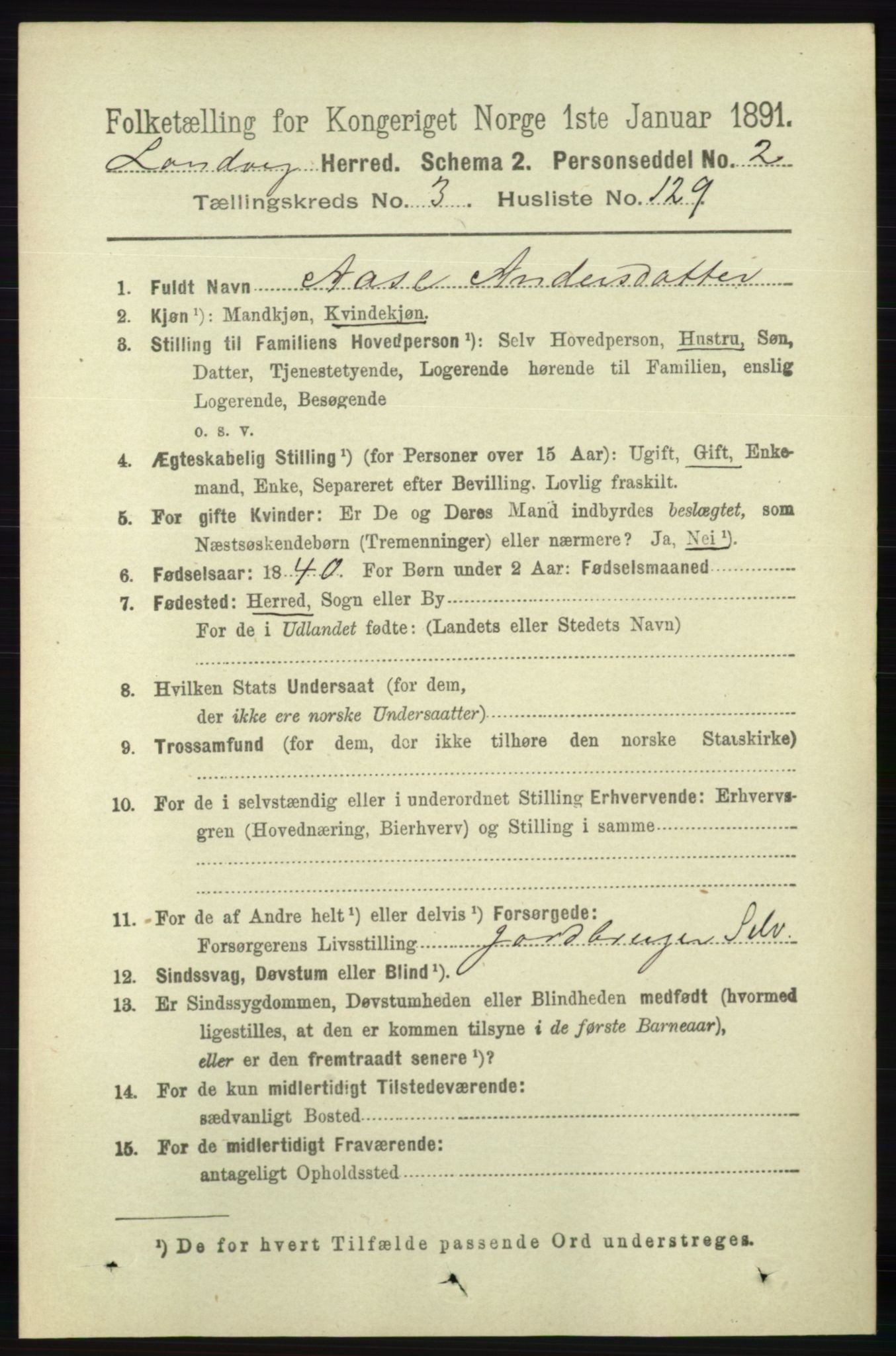 RA, 1891 census for 0924 Landvik, 1891, p. 1705