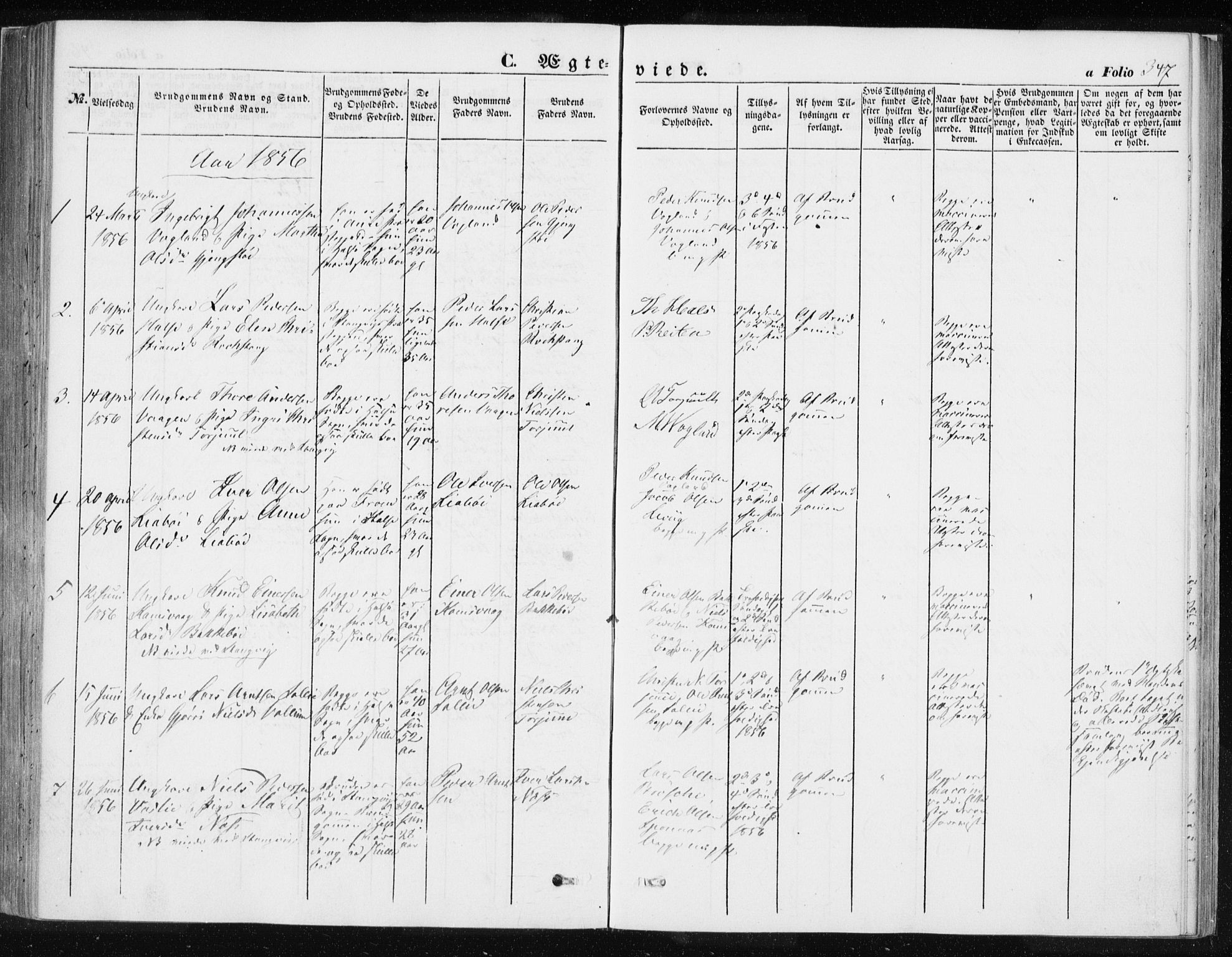 Ministerialprotokoller, klokkerbøker og fødselsregistre - Møre og Romsdal, SAT/A-1454/576/L0883: Parish register (official) no. 576A01, 1849-1865, p. 347