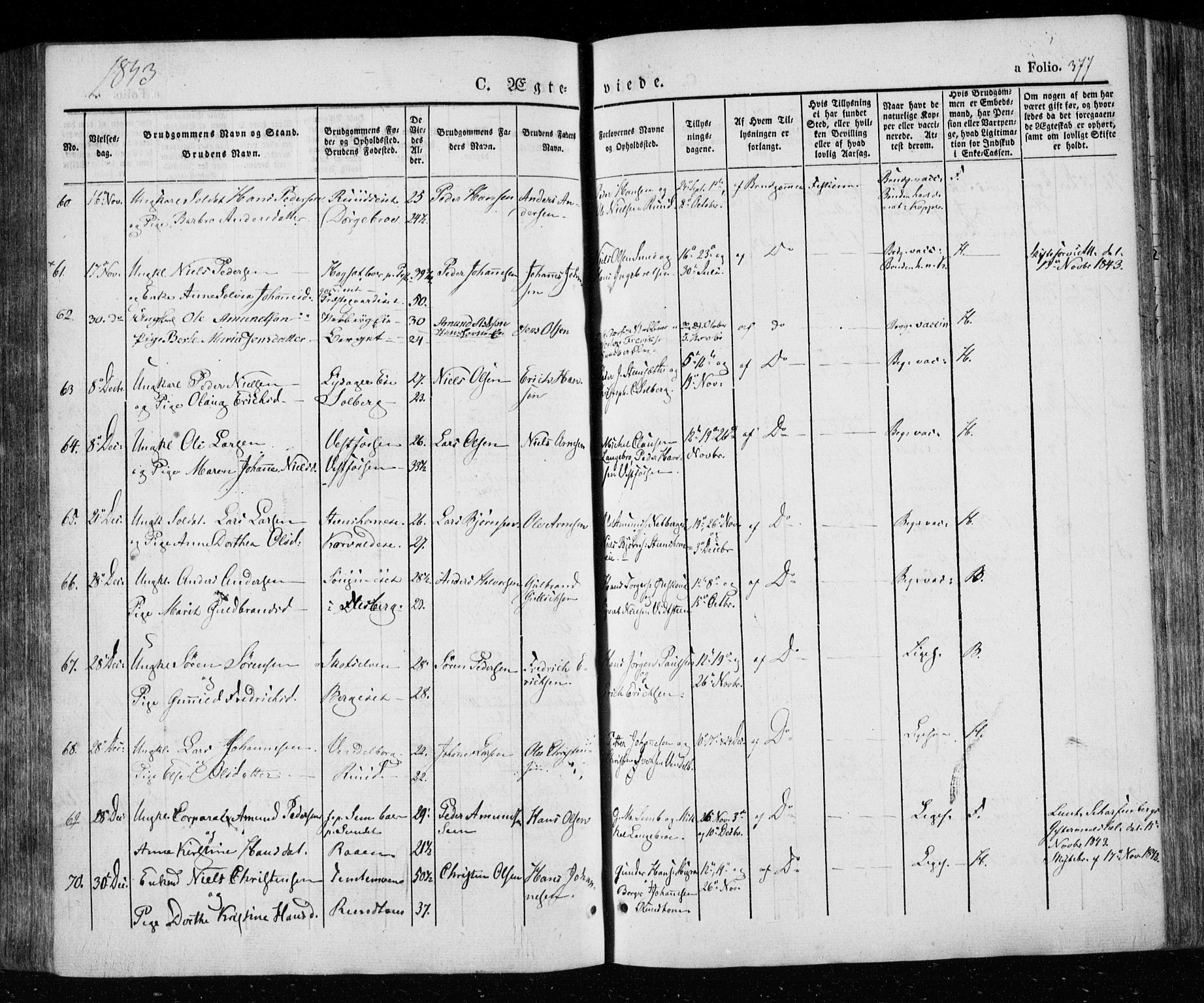 Eiker kirkebøker, AV/SAKO-A-4/F/Fa/L0013a: Parish register (official) no. I 13A, 1832-1845, p. 377