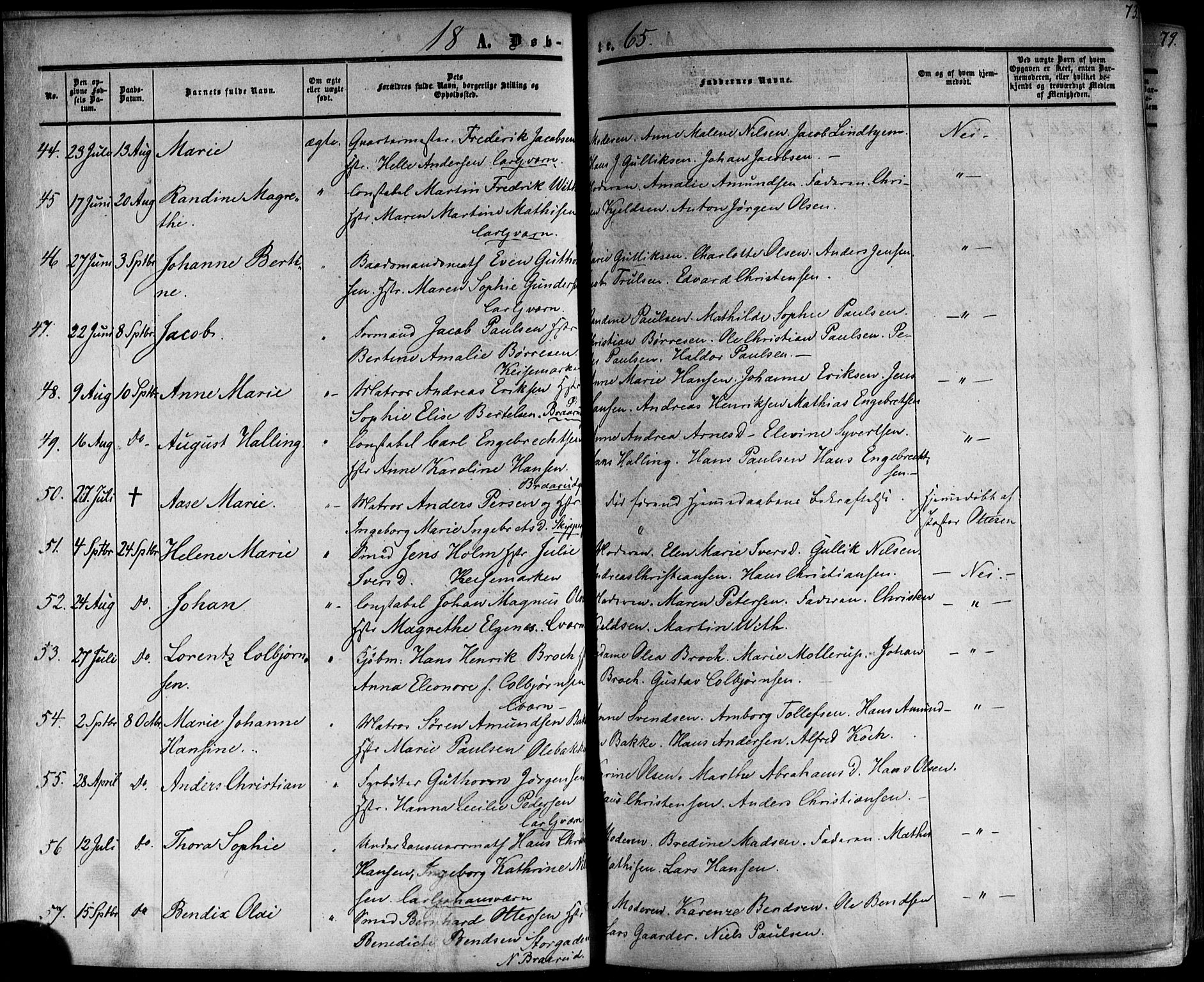 Horten kirkebøker, AV/SAKO-A-348/F/Fa/L0001: Parish register (official) no. 1, 1855-1871, p. 73