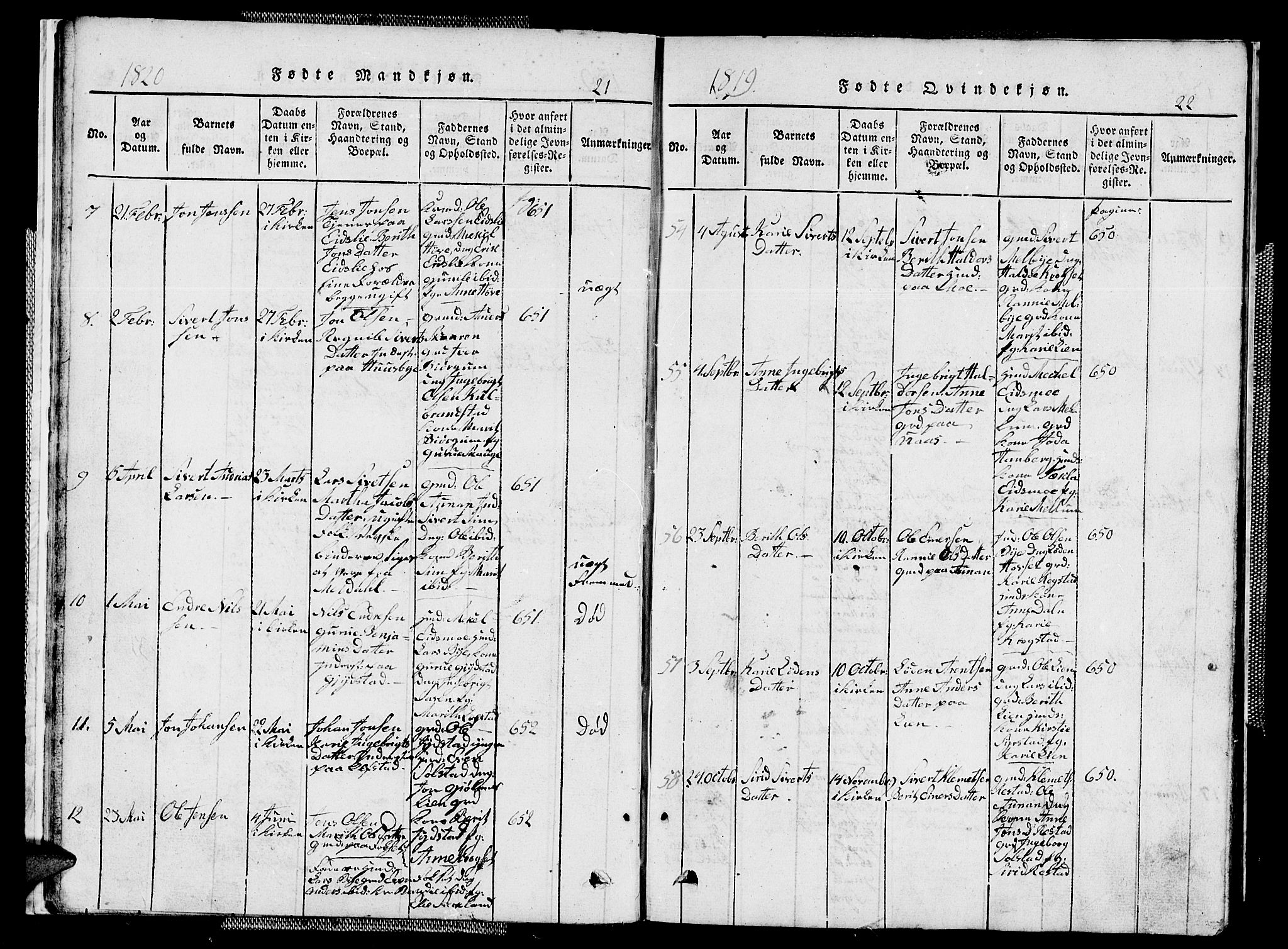 Ministerialprotokoller, klokkerbøker og fødselsregistre - Sør-Trøndelag, SAT/A-1456/667/L0796: Parish register (copy) no. 667C01, 1817-1836, p. 21-22